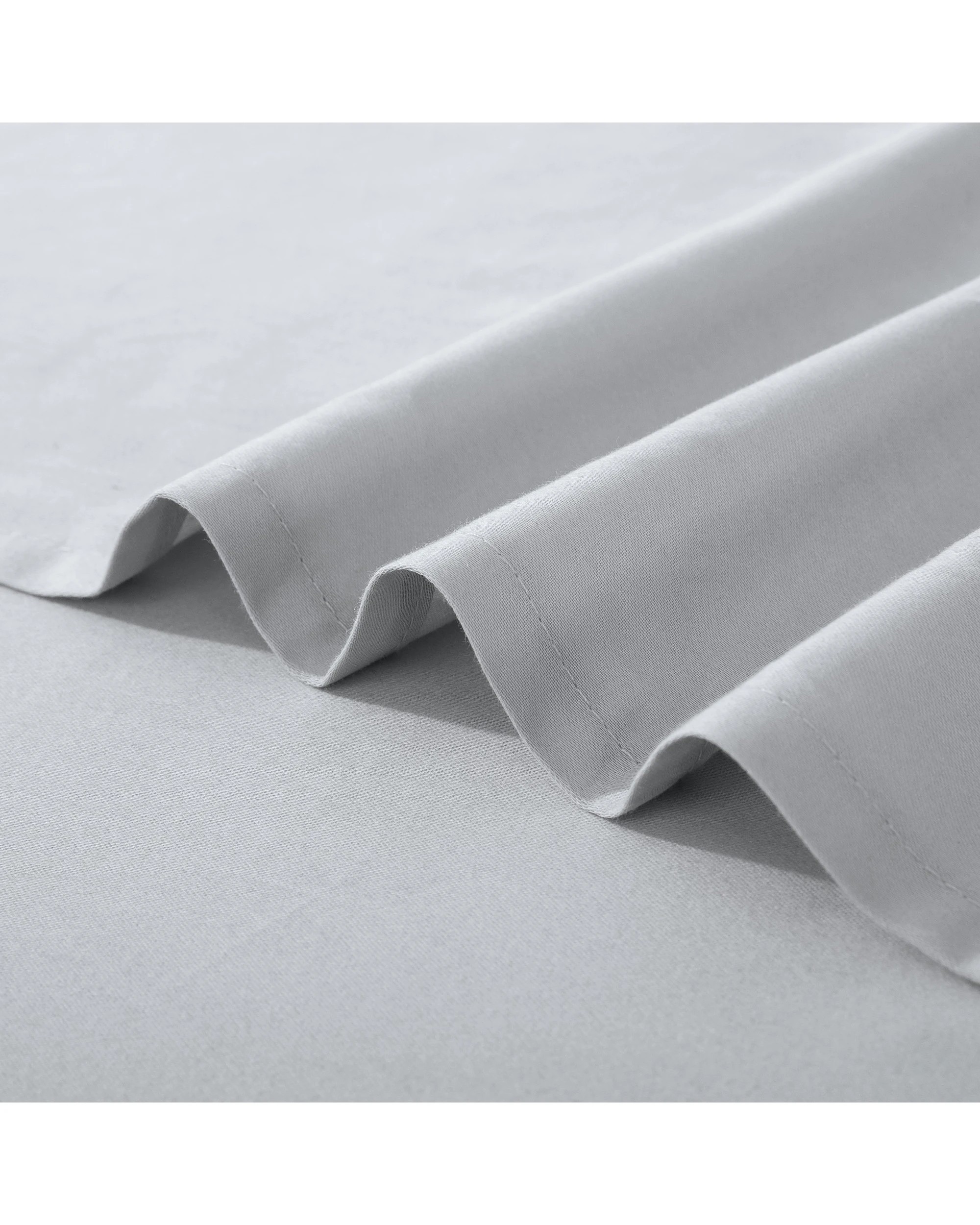 4 ESSN 500TC Cotton Sateen Flat Sheet - Queen Bed - Silver, 4 of 6