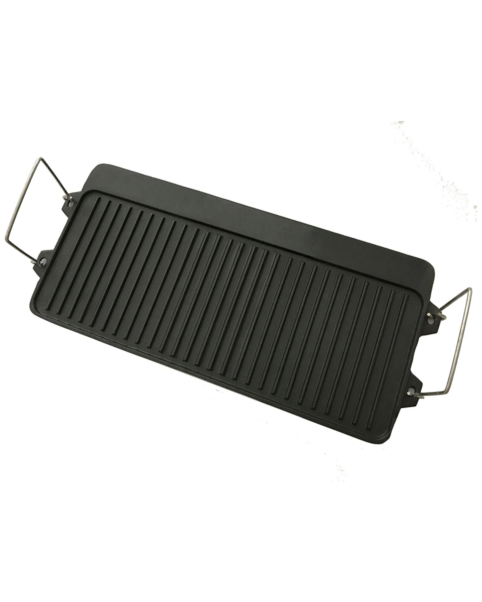 1 Wildtrak Reversible Cast Iron Griddle BBQ Plate Steel Handles Camping - Black, 1 of 3