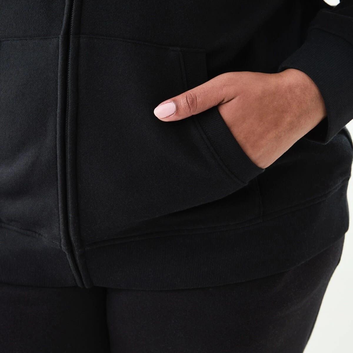 8 Curve Long Sleeve Zip Through Hoodie Black, 8 of 8