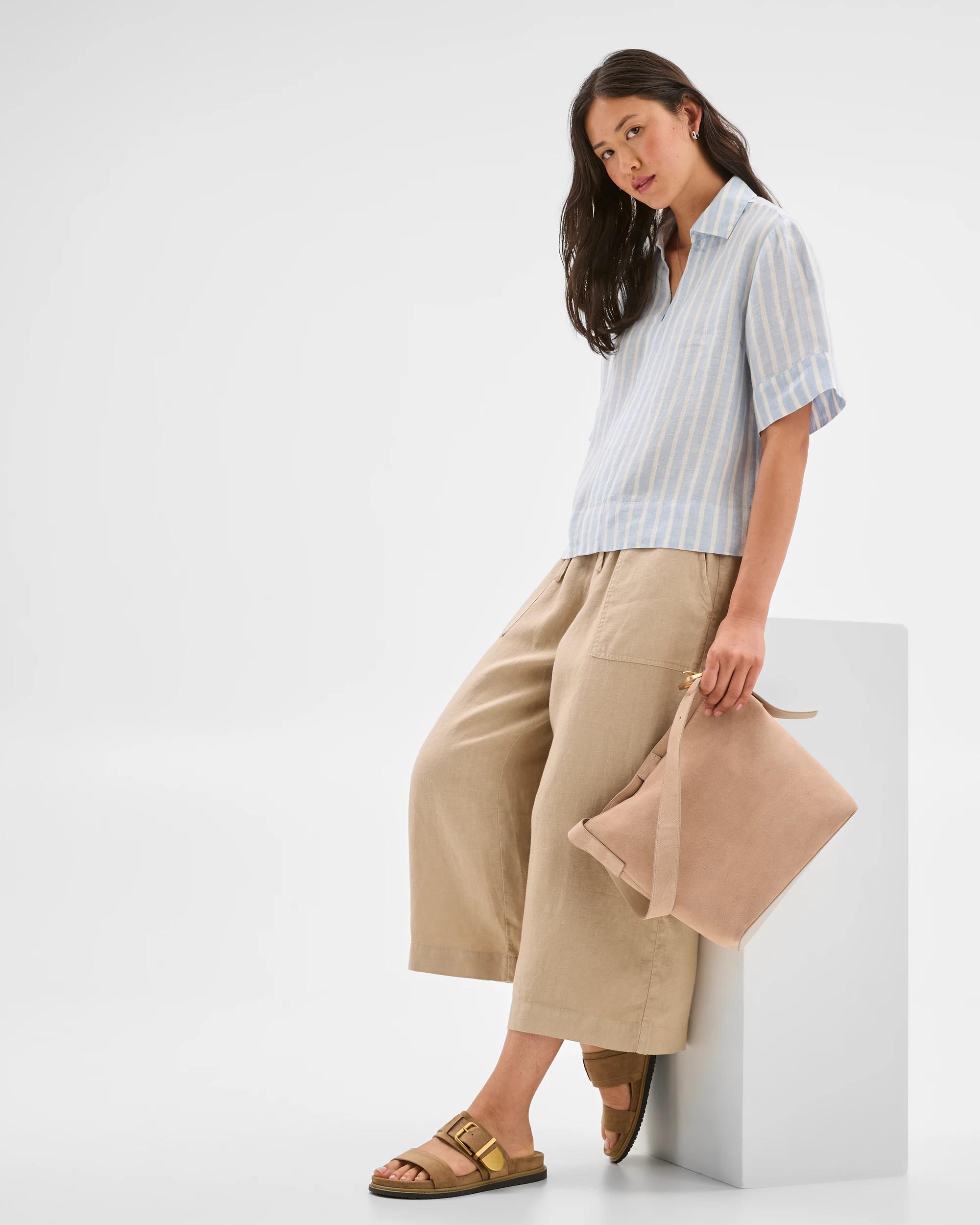 1 Target European Linen Cropped Pants STONE, 1 of 6