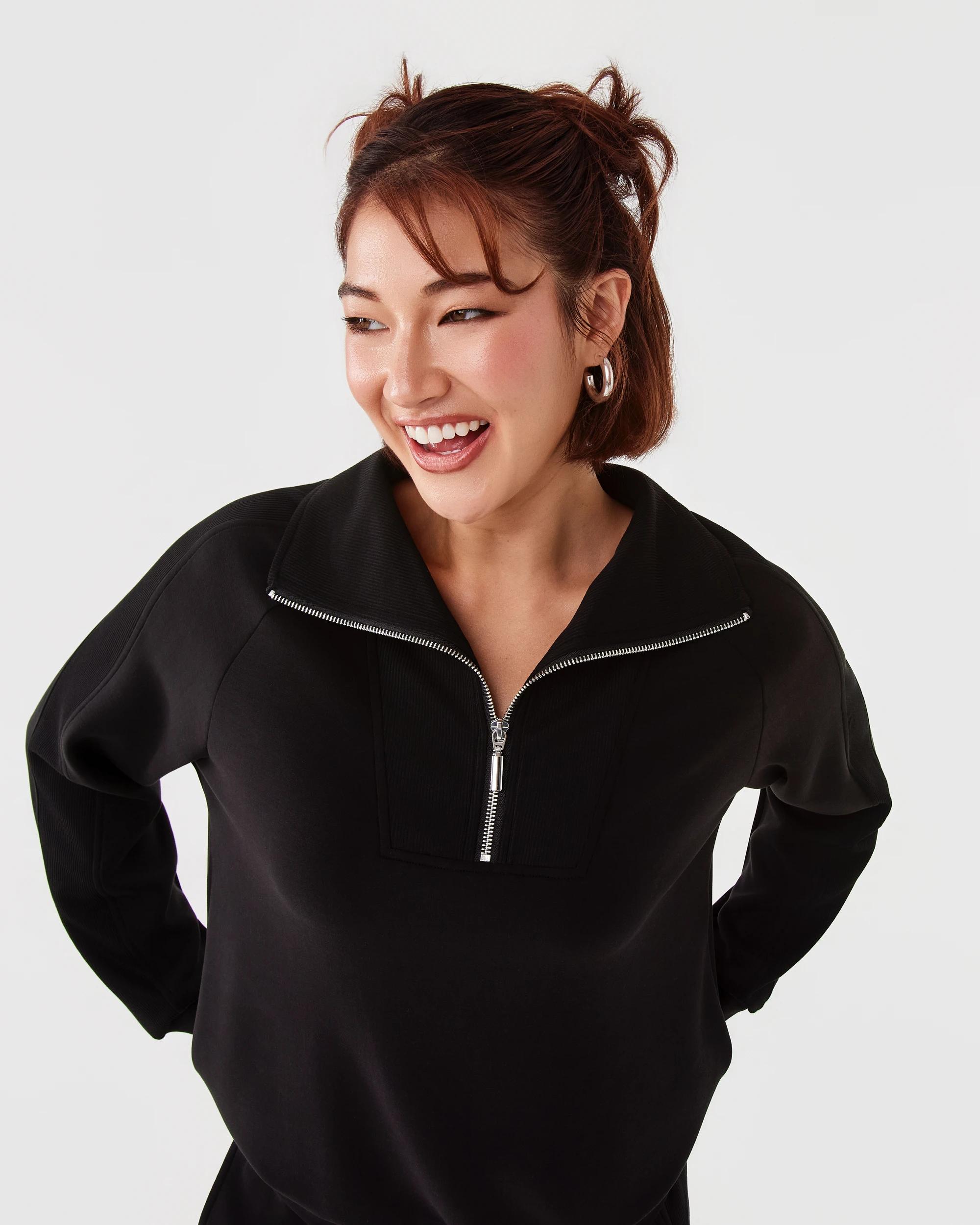 5 Active Womens Soft Modal Quarter Zip Jumper Black, 5 of 8