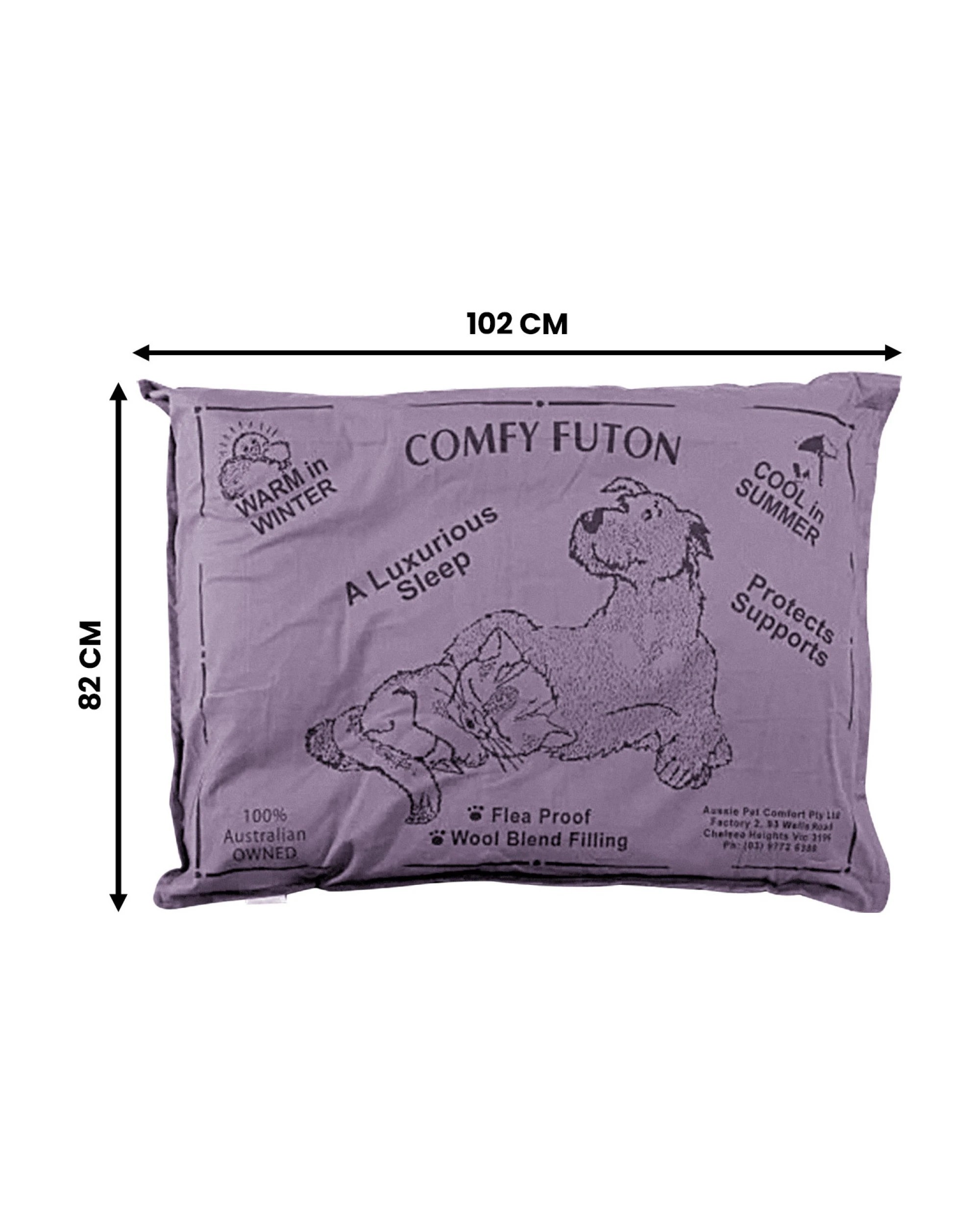 2 Aussie Made Comfy Pet Bed Futon Dog 102cm Wool Blend Large - Dusk, 2 of 3