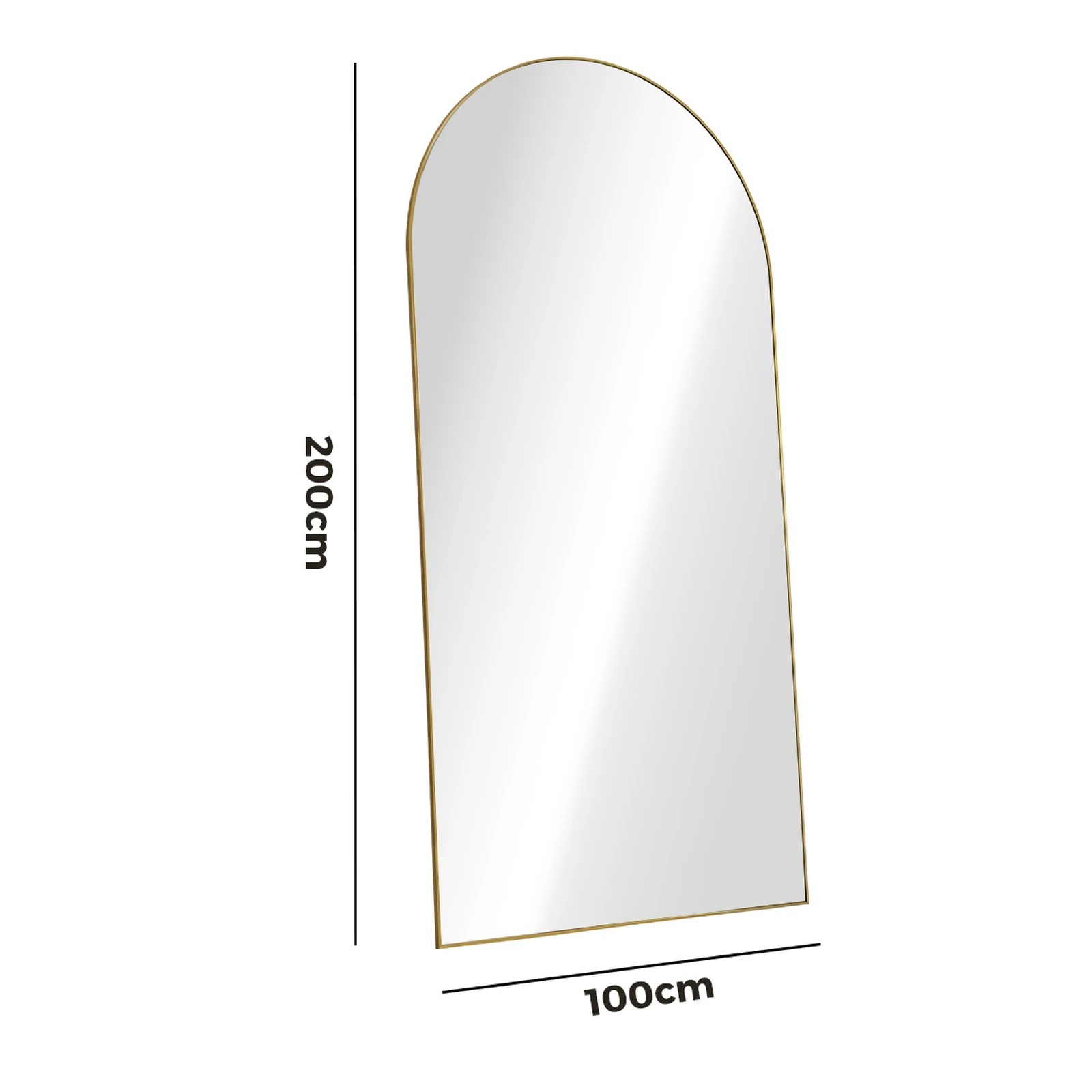 2 Oikiture Arched Full Length Mirror Floor Mirrors 200x100cm - Gold, 2 of 9