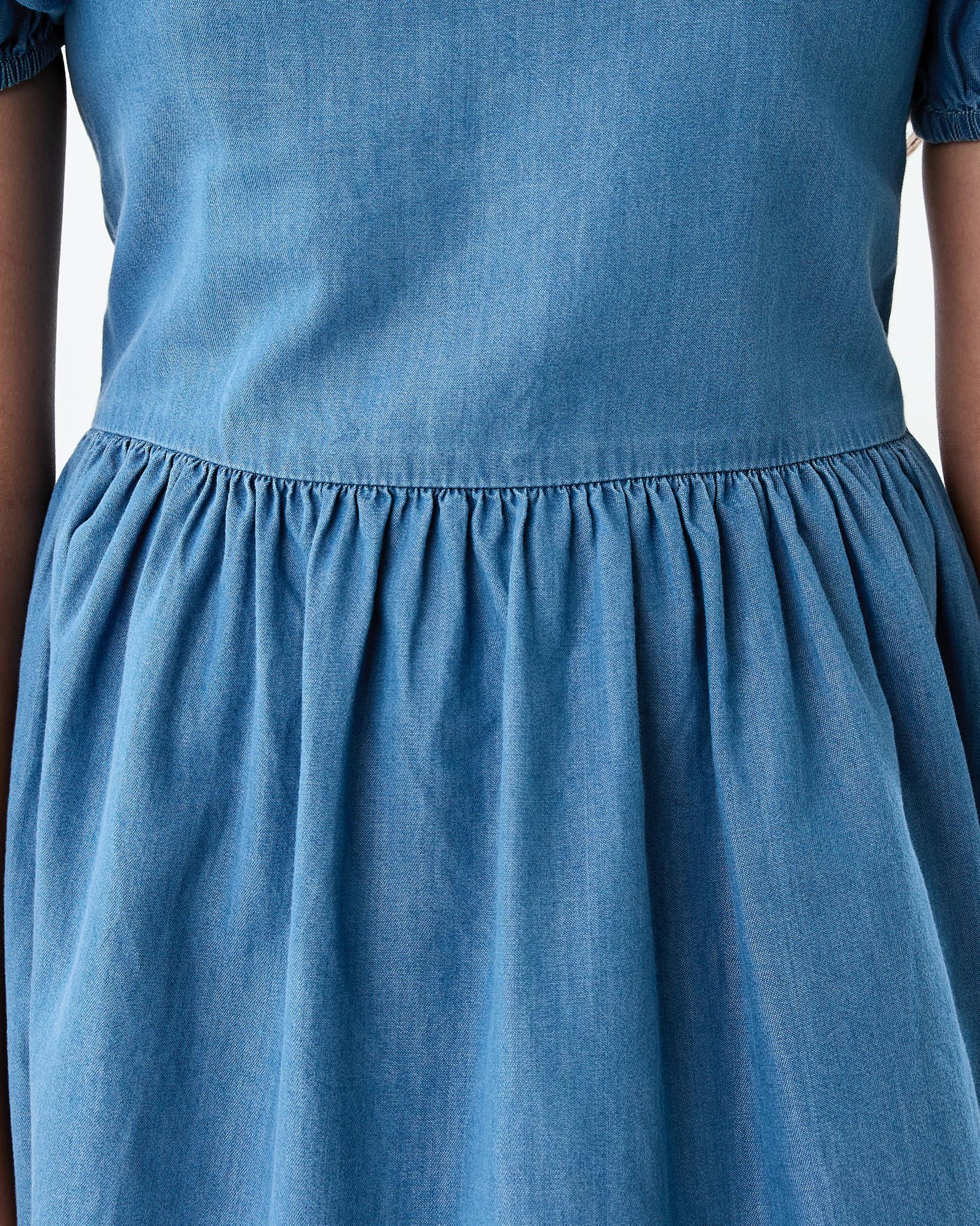 6 Puff Sleeve Woven Dress Mid Wash, 6 of 9