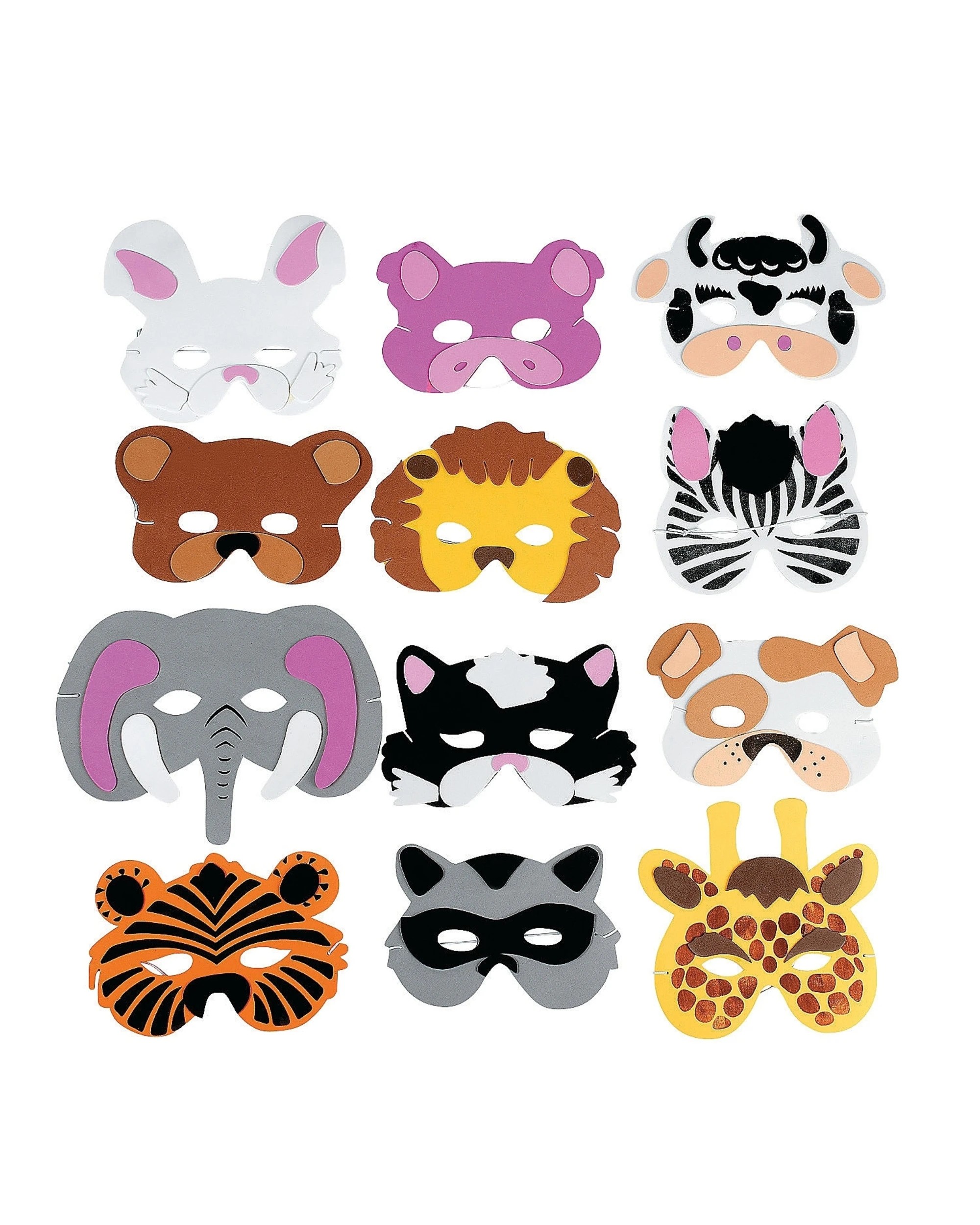 1 Partyrama Foam Animal Masks Pack of 12, 1 of 2