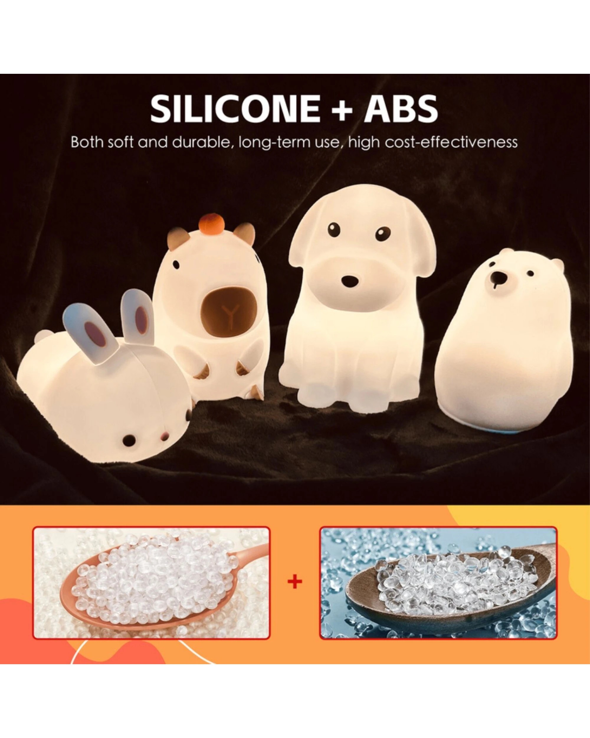 4 Brillar Cute Squishy Colour Changing Night Light for Kids - Capybara, 4 of 8