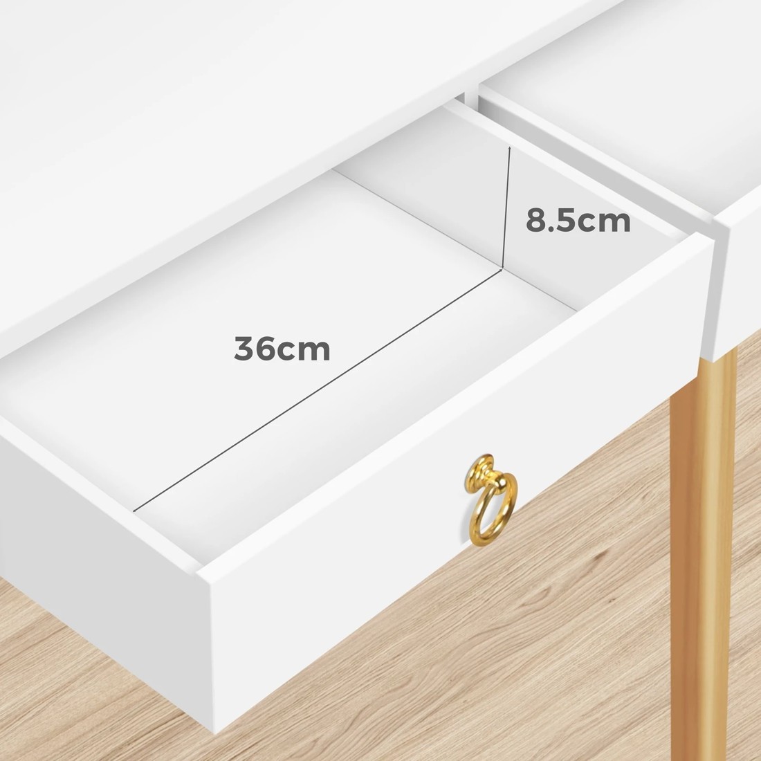 7 Alfordson Dressing Table Stool Set Makeup Mirror Vanity Desk LED Light - White, 7 of 10