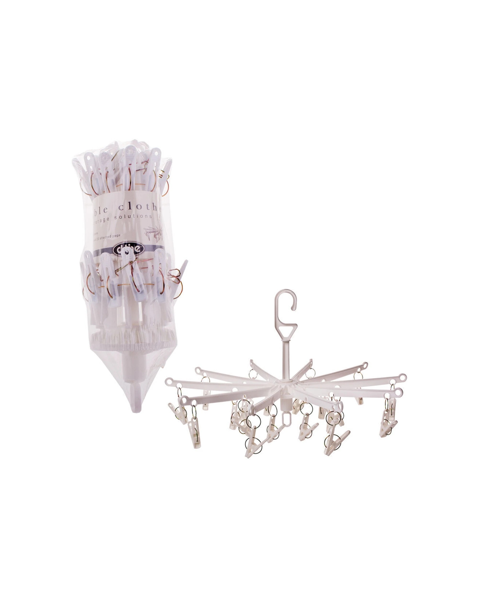 2 D.LINE Portable Foldable Hanging Clothes Hook Dryer 20 Pegs Clothes Drying
 - white, 2 of 3