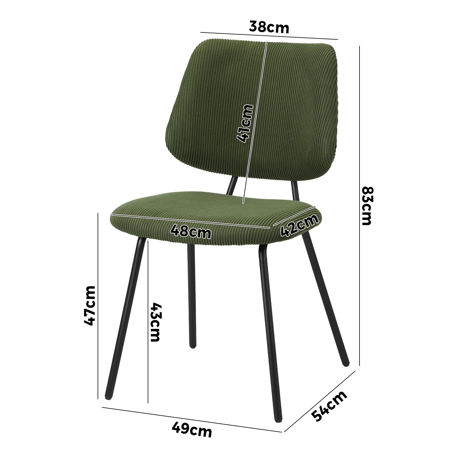 5 Oikiture 2x Dining Chair Vintage Retro Polyester Kitchen Padded Lounge
 - Green, 5 of 10