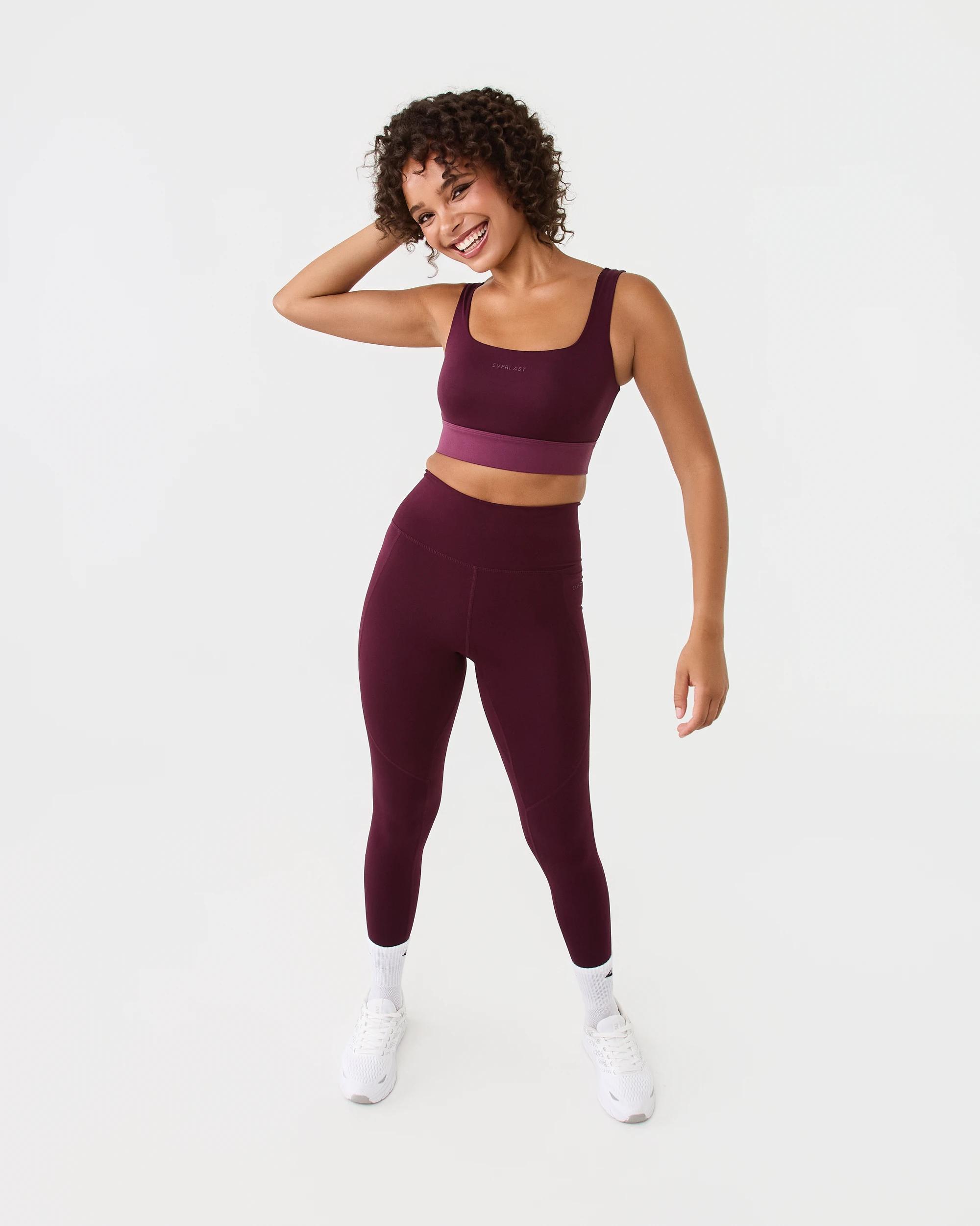 2 Everlast Womens Square Crop Top Deep Plum, 2 of 9