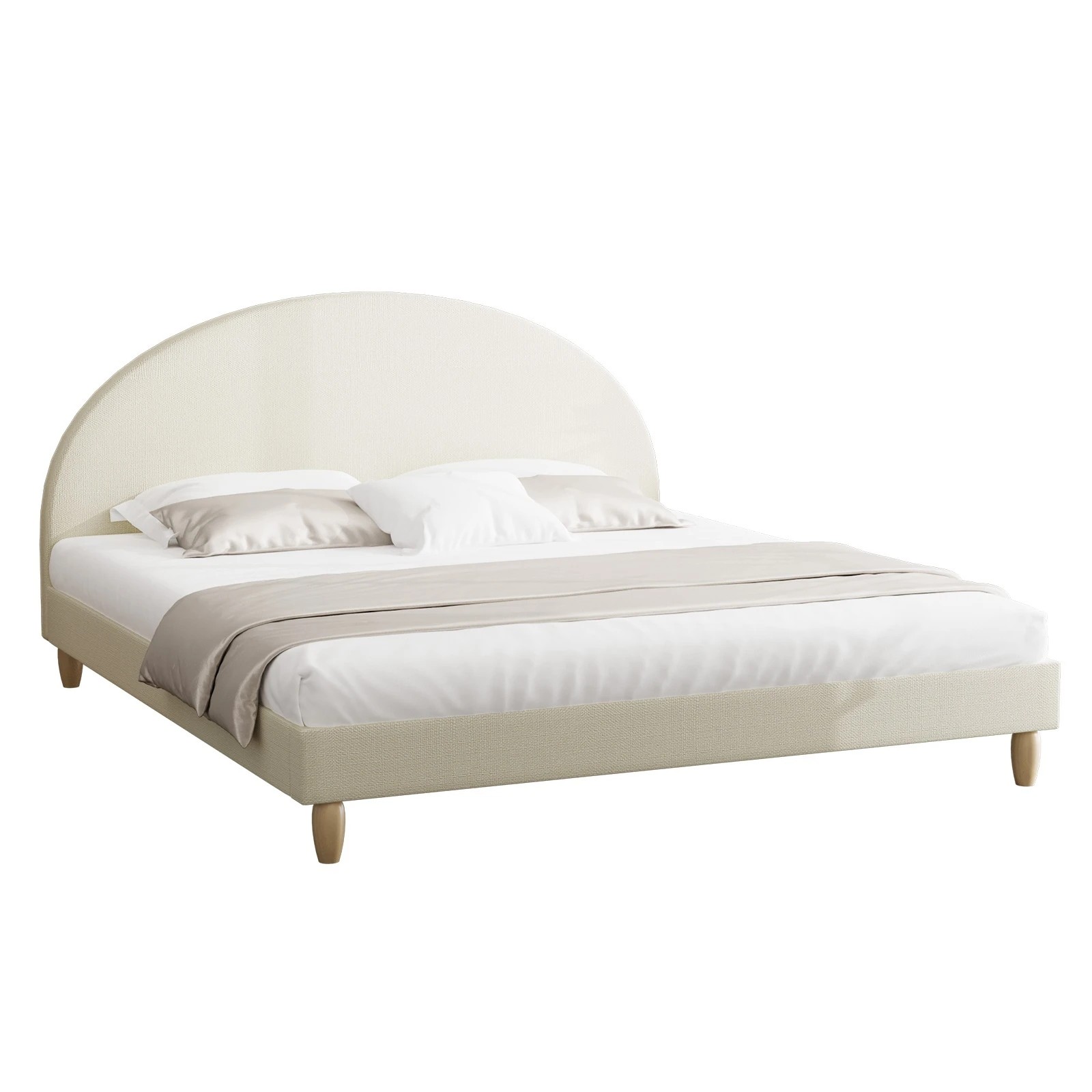 1 Oikiture King Bed Frame Arched Beds Platform
 - Beige, 1 of 10