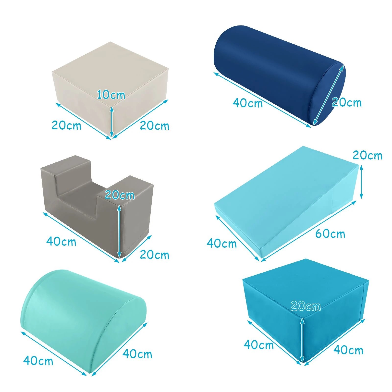 2 Costway 6PCS Soft Foam Blocks Climb & Crawl Playset Blue, 2 of 2