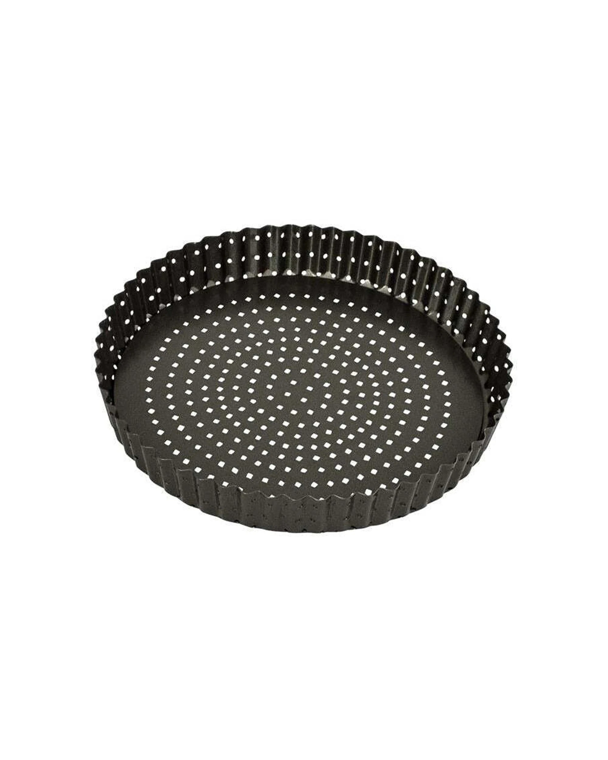 1 Bakemaster Perfect Crust Loose Base Perforated Carbon Steel Quiche Pan 25cm - Black, 1 of 1