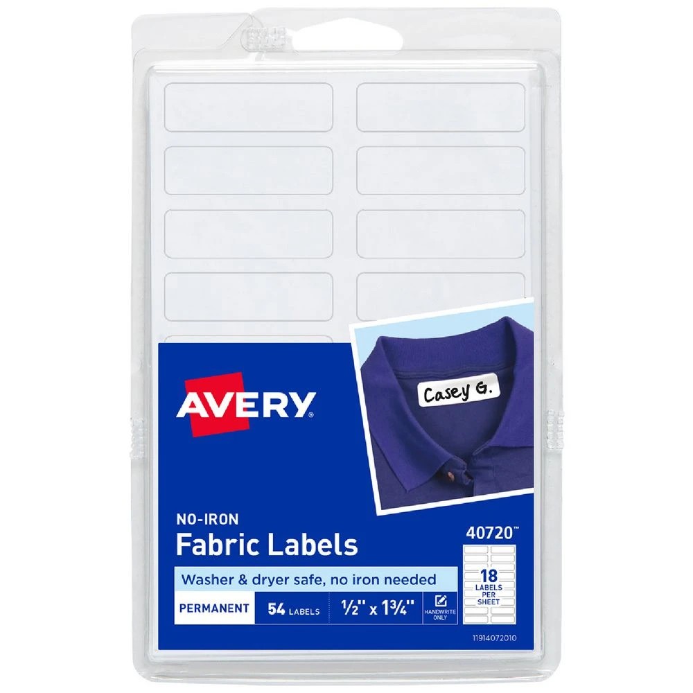 1 Avery 18UP No-iron Fabric Labels 43 x 13mm 3 Sheets, 1 of 3