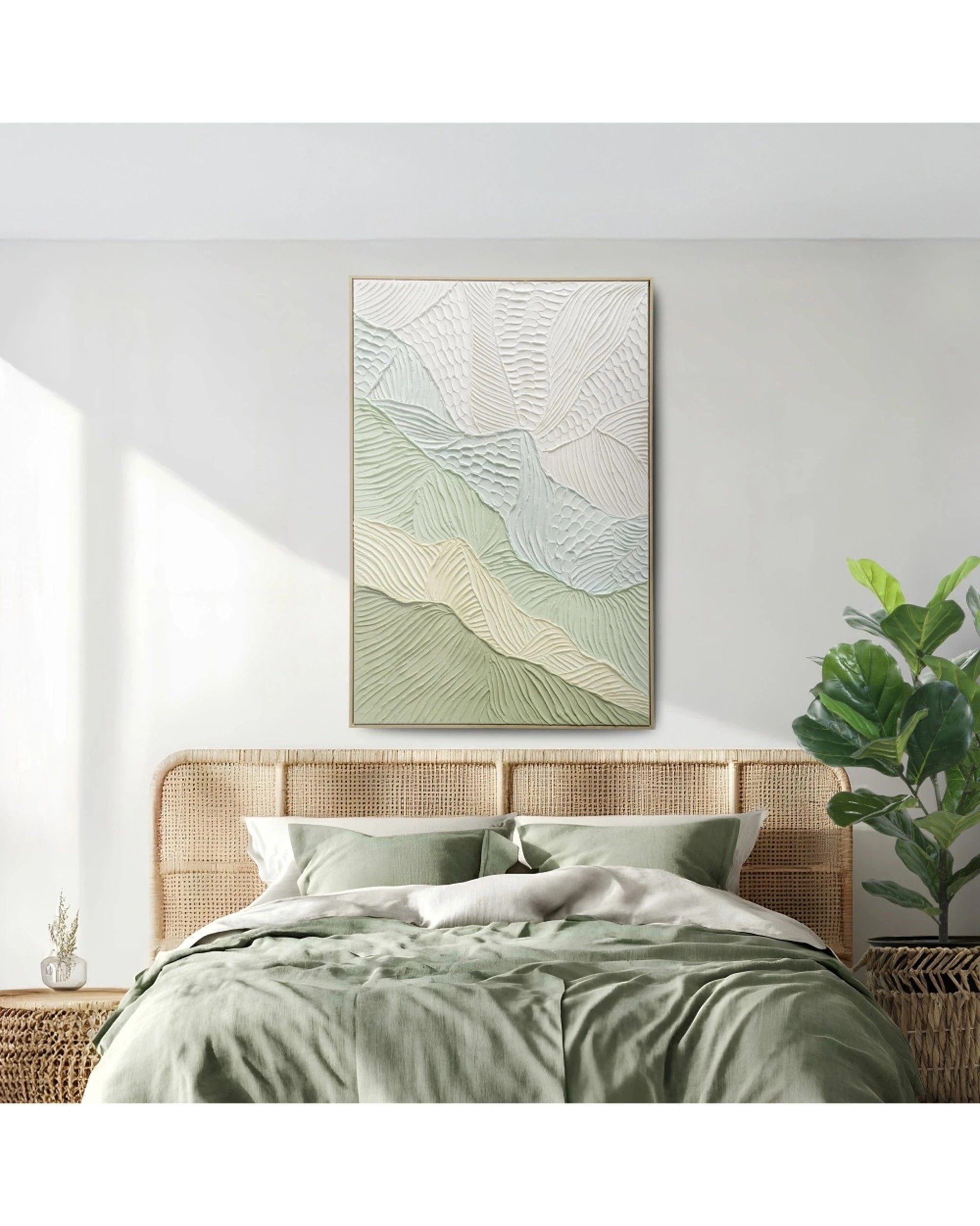 4 Urban Style Brushmarks Oil Painting Textured Artwork Sage Ripple 825x1225mm - Green, 4 of 6