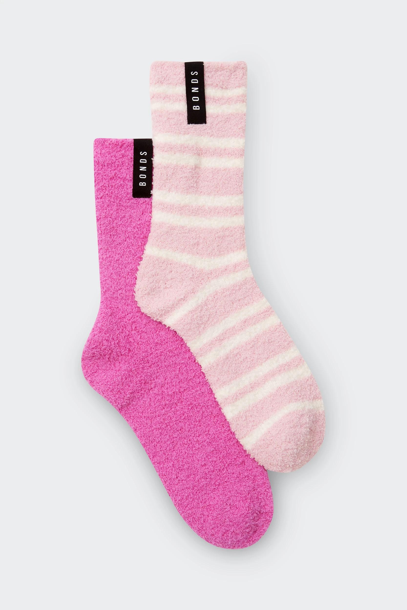 1 Bonds Supersoft 2 Pack Crew Socks PINK, 1 of 7
