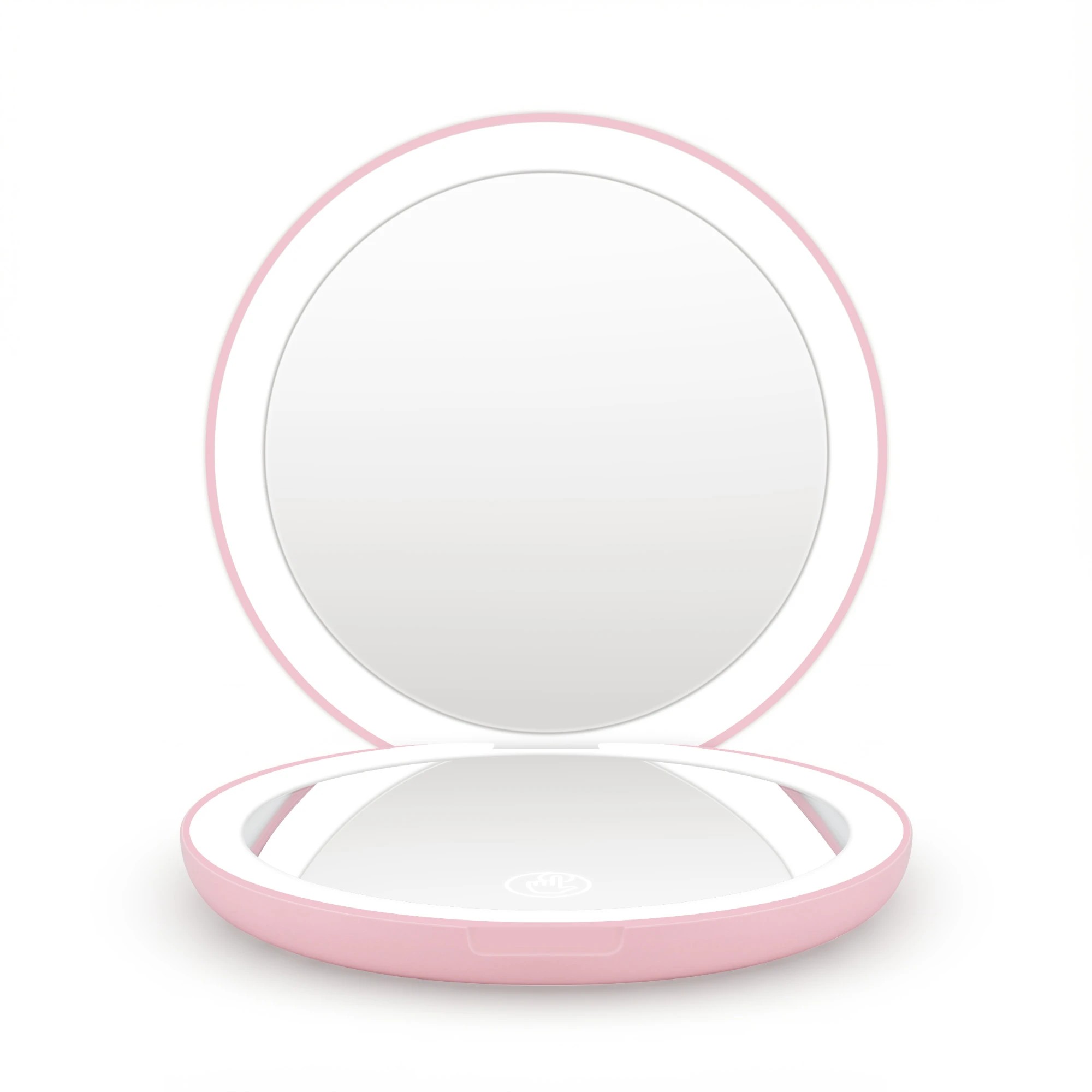 1 Embellir LED Compact Mirror Lighted Travel Makeup Mirror Pocket-Sized 1x 10x Magnification Round - Pink, 1 of 7