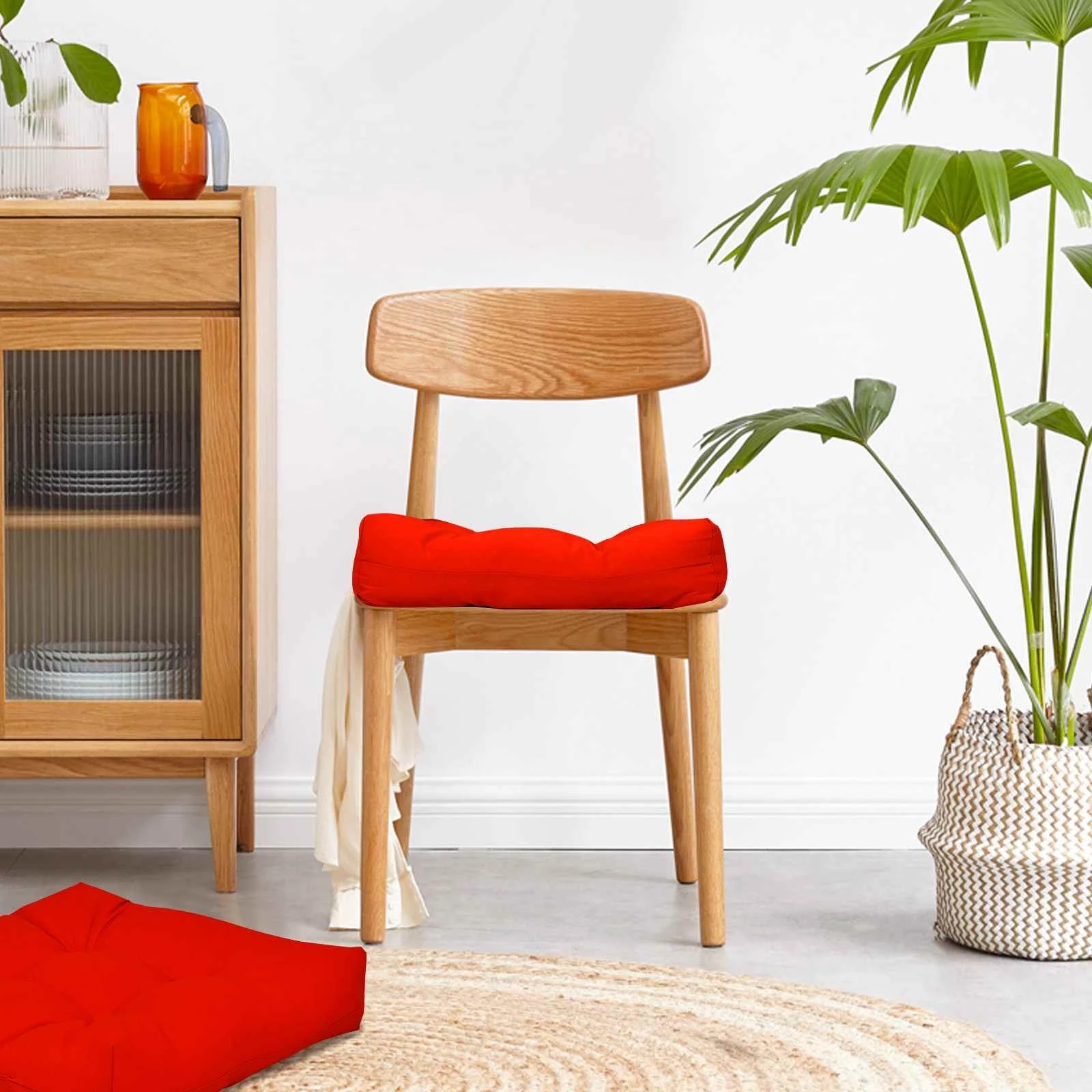 2 Costway 2x 53x53cm Patio Cushions Seat Cushions Garden Square Chair Cushion Indoor/Outdoor - Red, 2 of 3