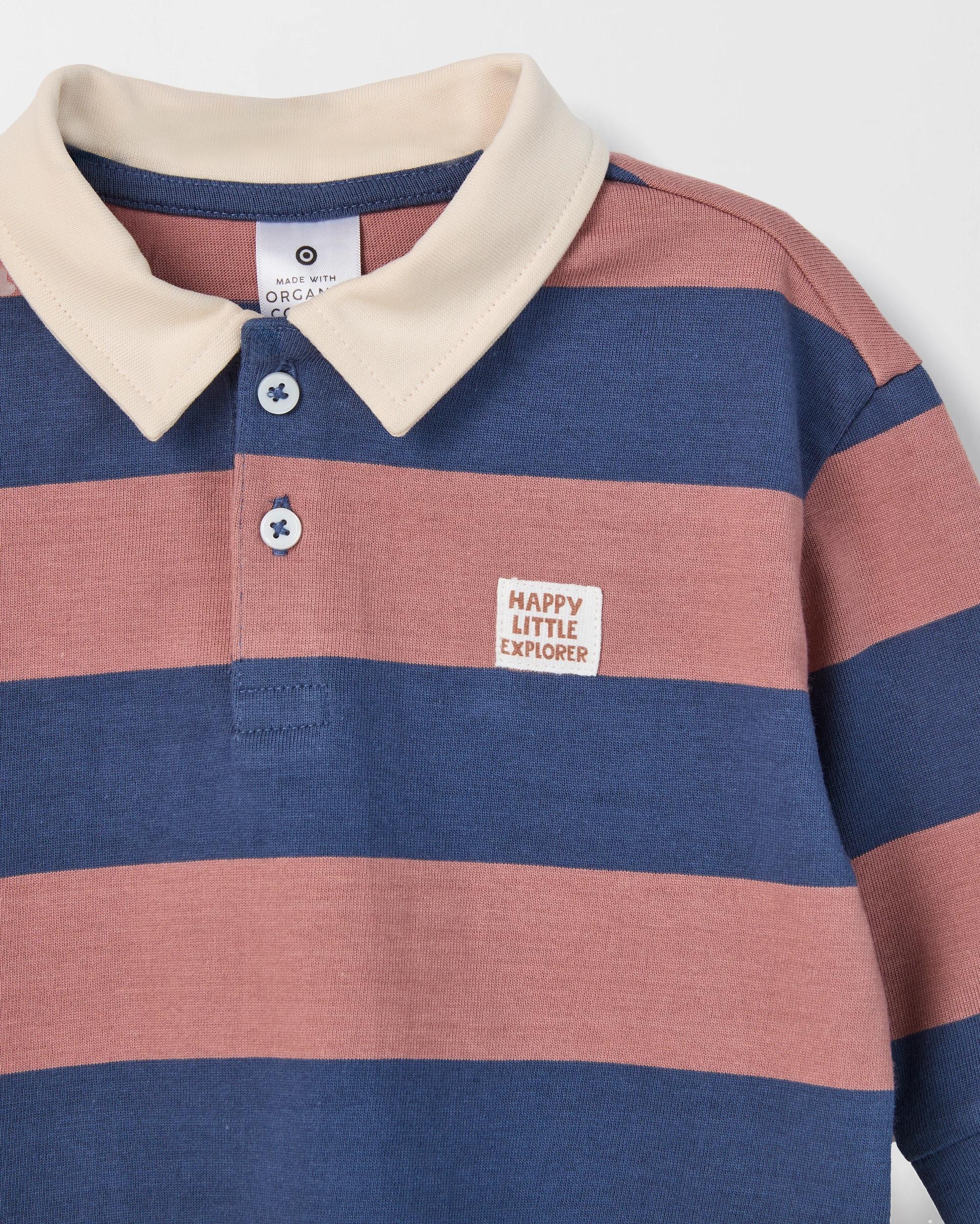2 Target Baby Organic Cotton Baby Long Sleeve Rugby Top BROWN/NAVY STRIPE, 2 of 3