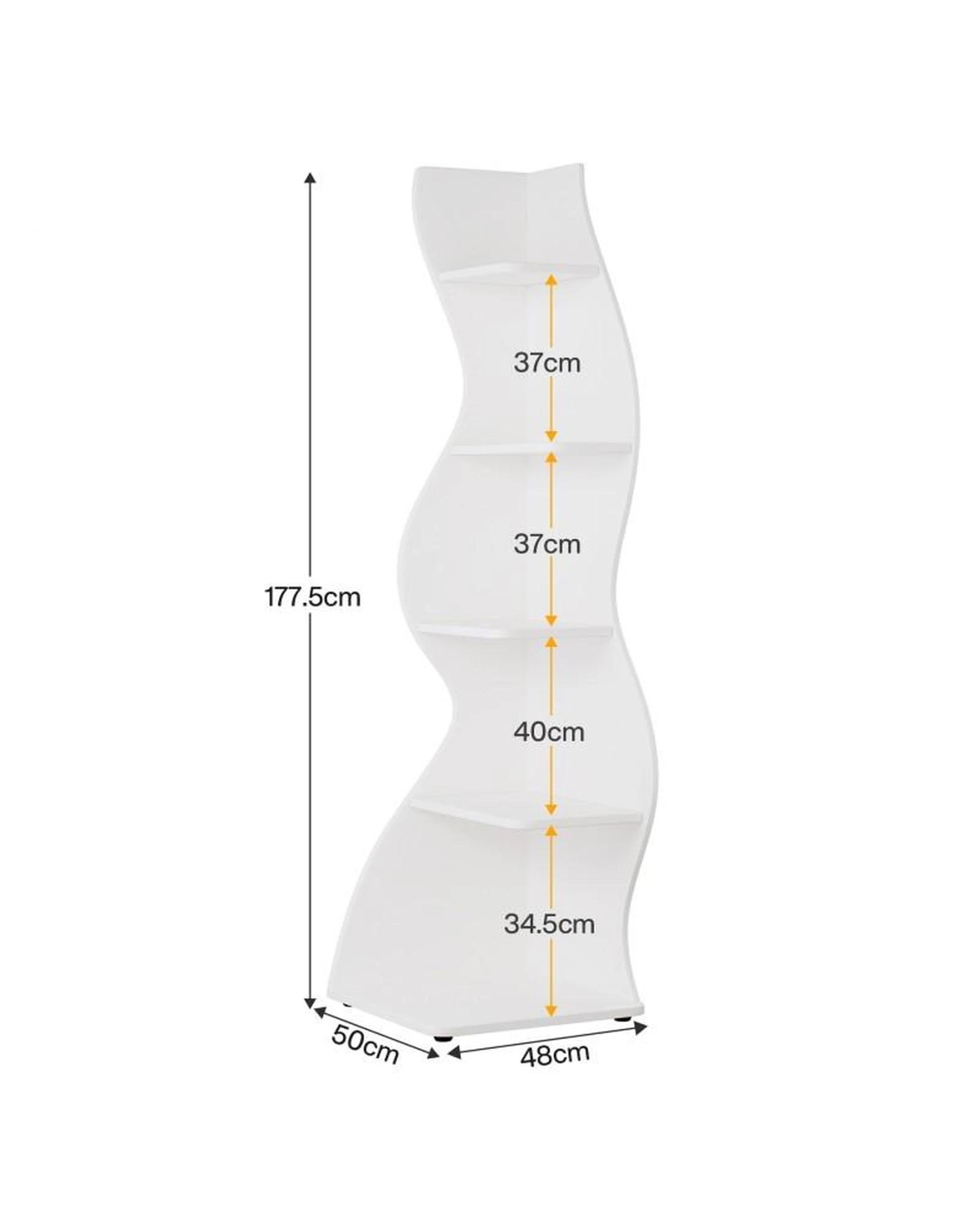 5 OAKORY 178cm Corner Shelf with Unique Wave Shape & Adjustable Shelves Rounded Corners Design for Living Room, 5 of 6