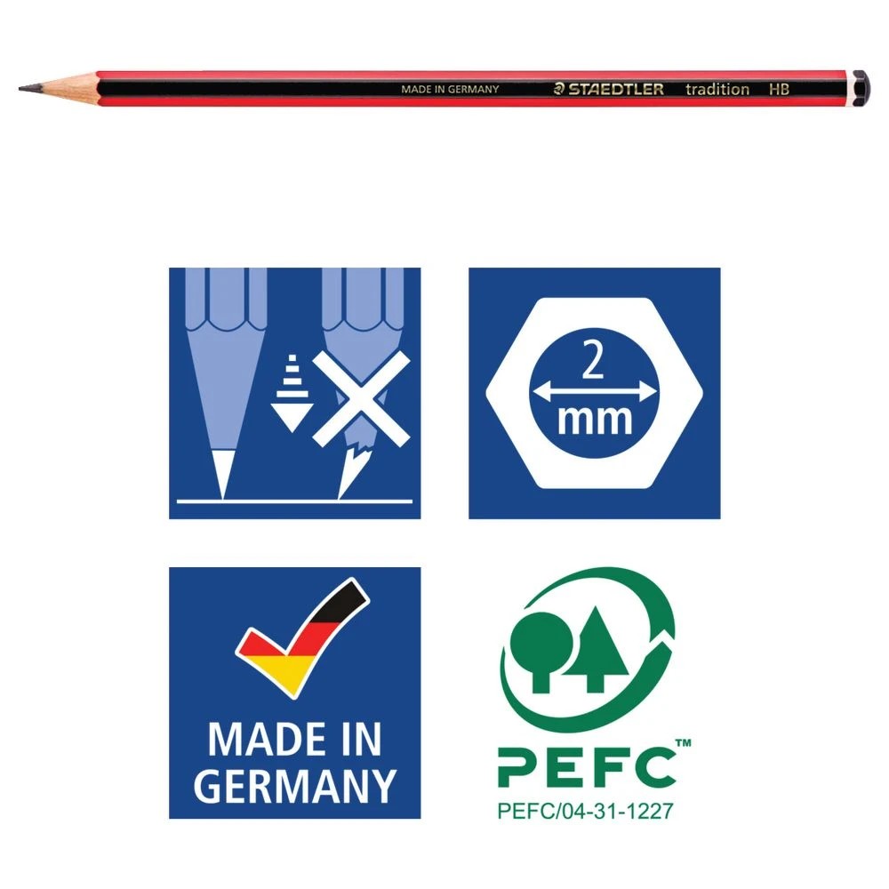 3 Staedtler Tradition Graphite Pencils HB 3 Pack, 3 of 5