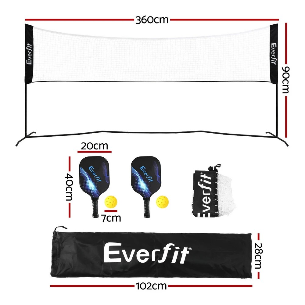 2 Everfit 3.6M Badminton Tennis Pickleball Net Portable Volleyball Kit Adjustable Height - Black, 2 of 6