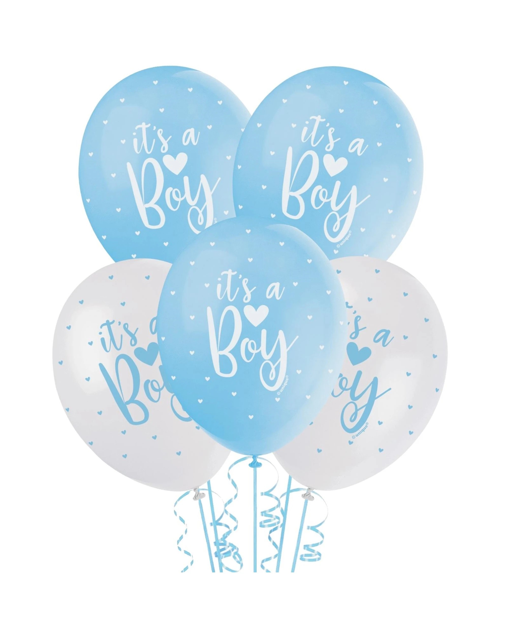 1 Unique It's A Boy Blue & White Balloons Pack of 5, 1 of 1