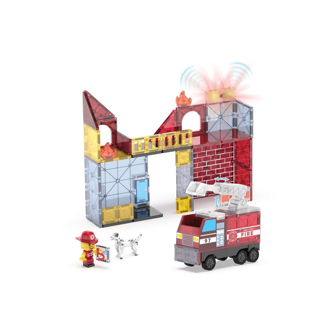 2 MAGNA-TILES Fire Station 50-Piece Magnetic Building Set With Fire Truck Ages 3 - Multi, 2 of 3