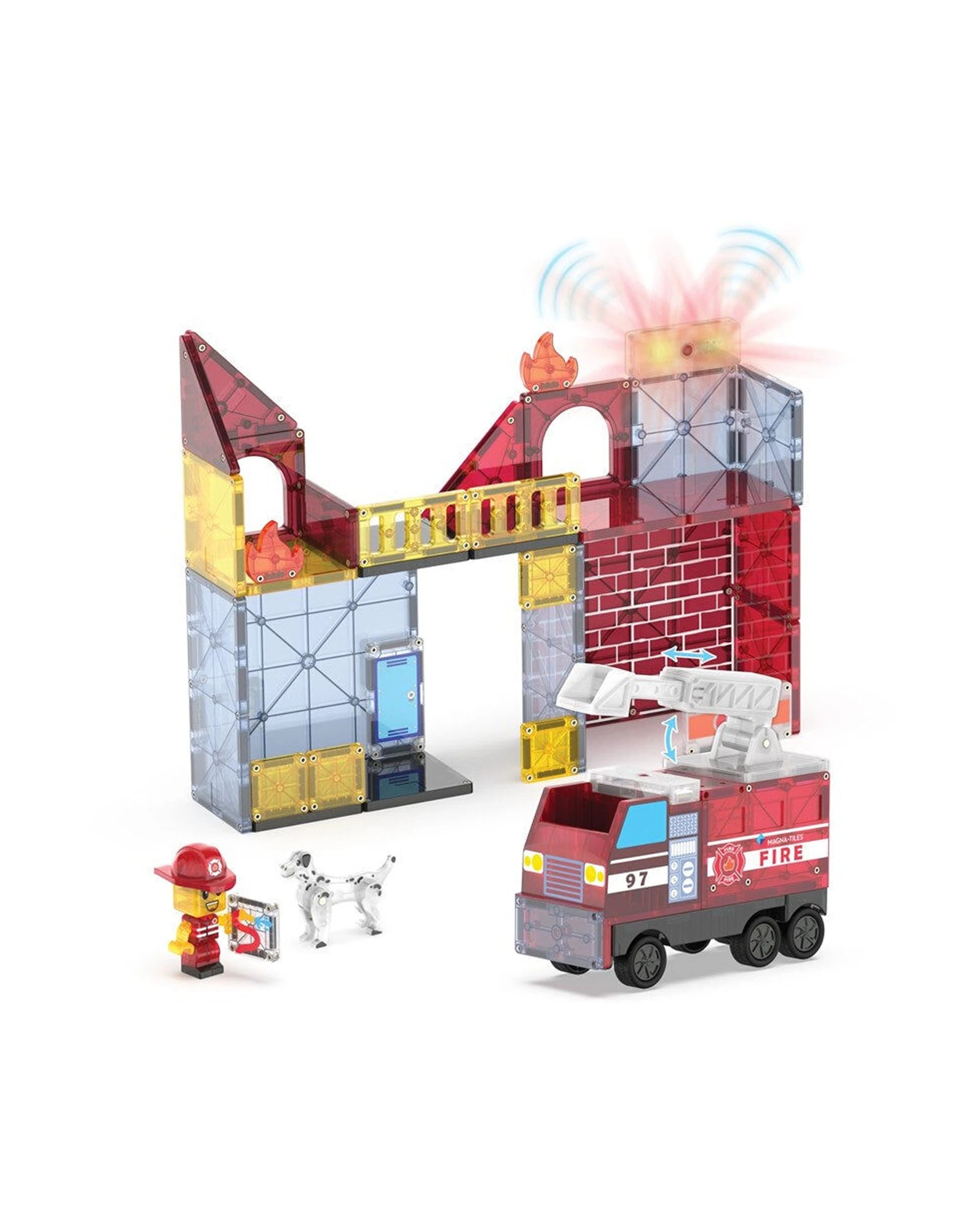 2 MAGNA-TILES Fire Station 50-Piece Magnetic Building Set With Fire Truck Ages 3 - Multi, 2 of 3