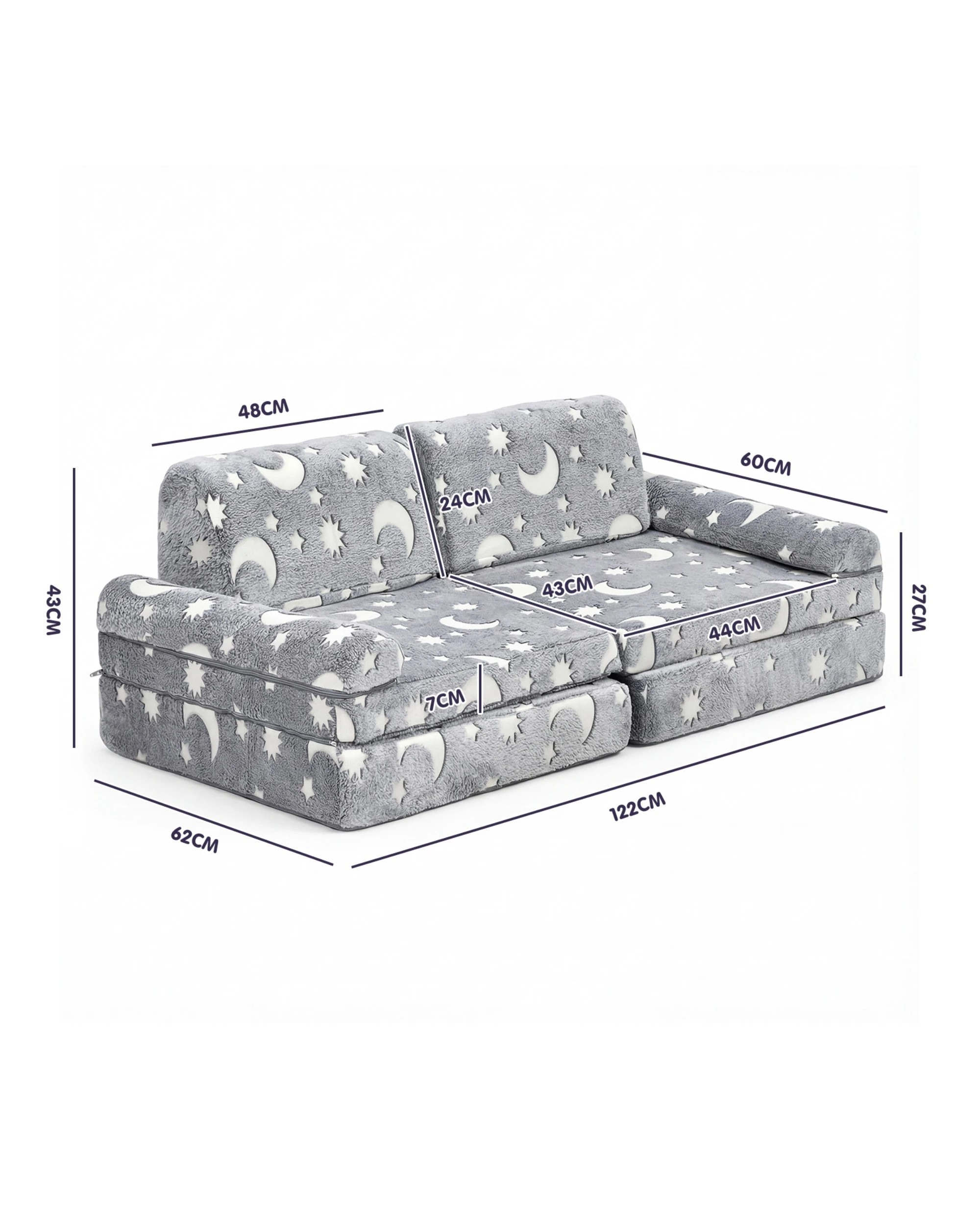 2 ADVWIN 10pcs Kids Modular Sofa Convertible Play Couch Children Sectional Sofa Floor Cushion - Grey, 2 of 10