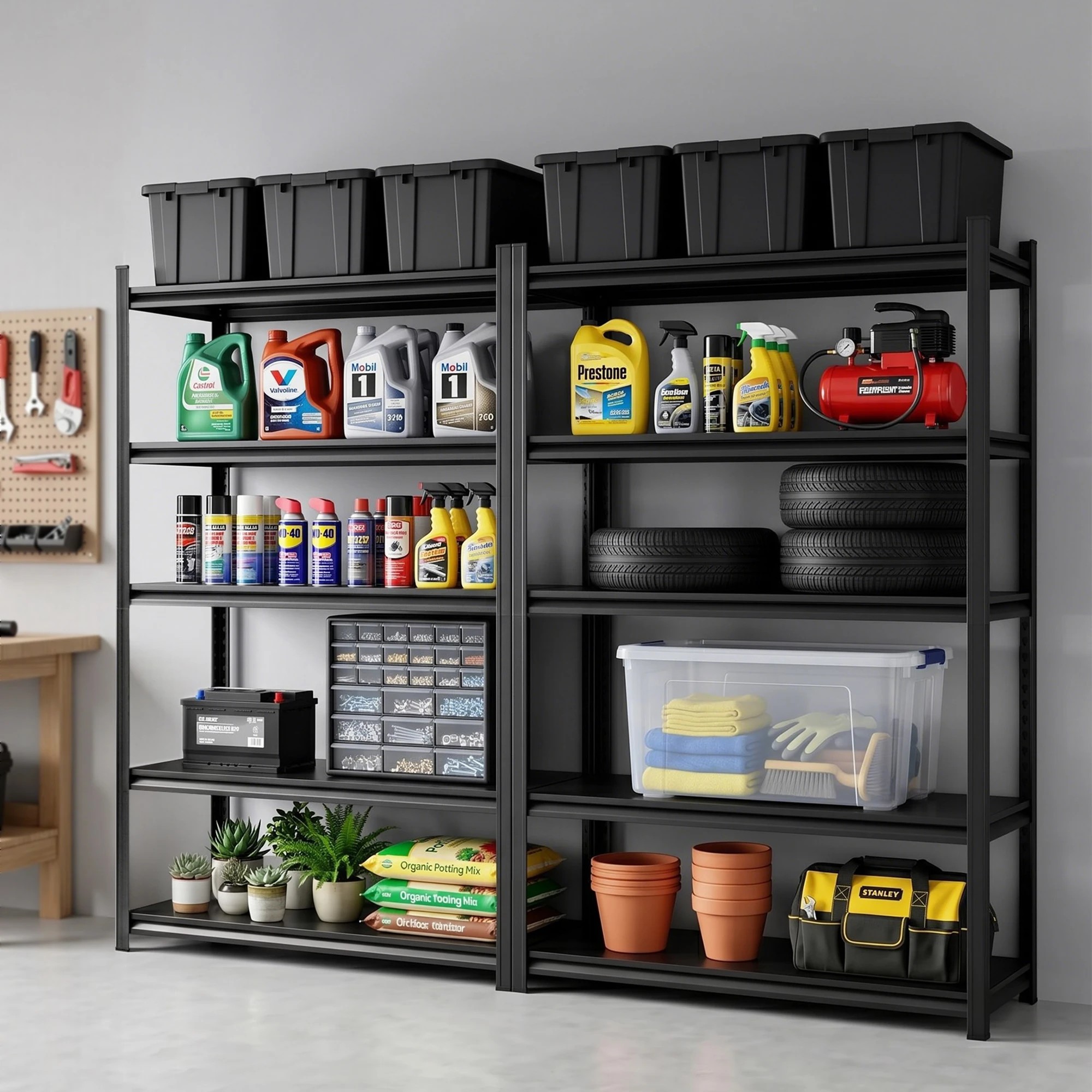 8 Giantz Garage Shelving 2.4X1.8m Warehouse Rack Storage Shelves Workshop Racks Steel - Black, 8 of 8