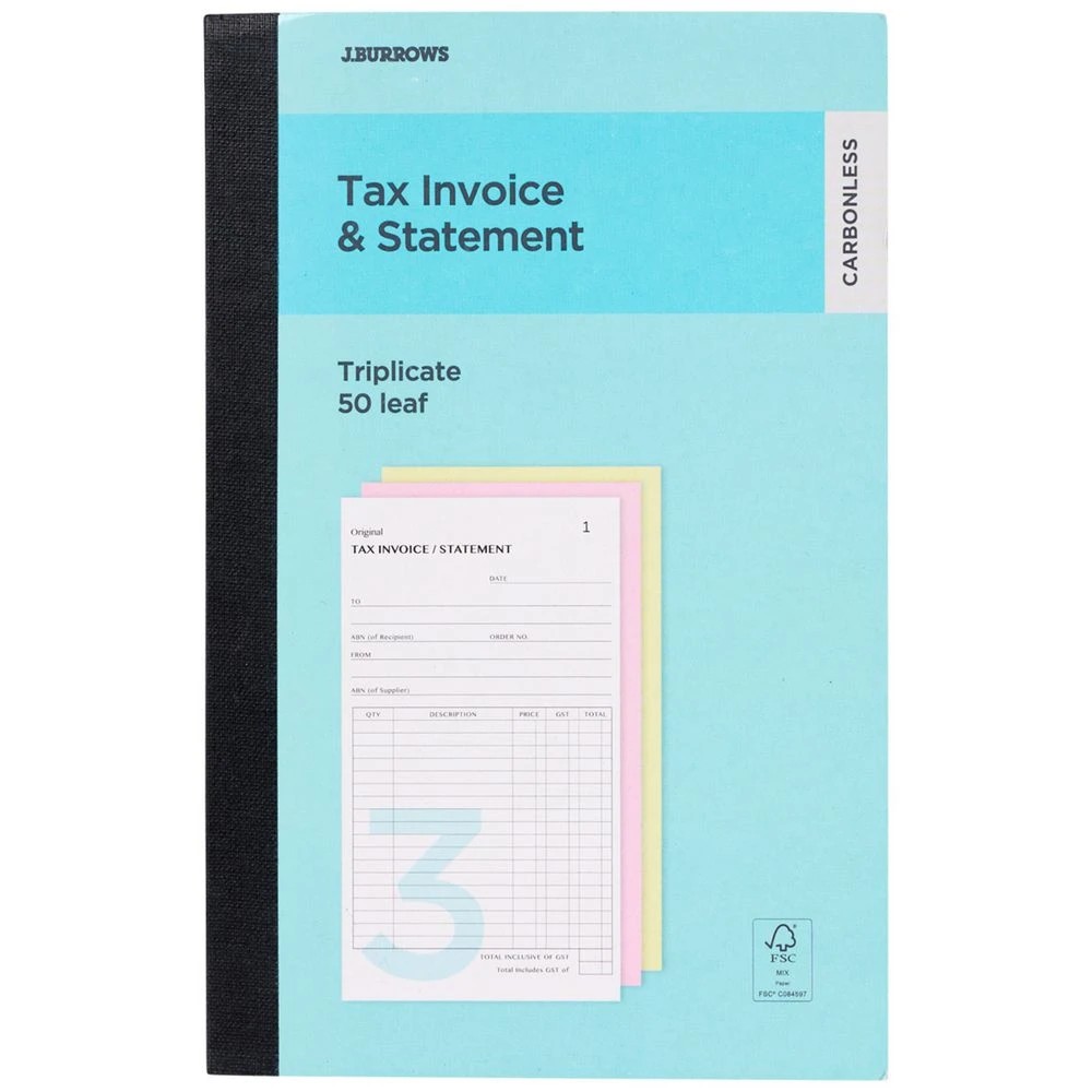 1 J.Burrows Carbon Triplicate Tax Invoice/Statement Book 50Lf, 1 of 1