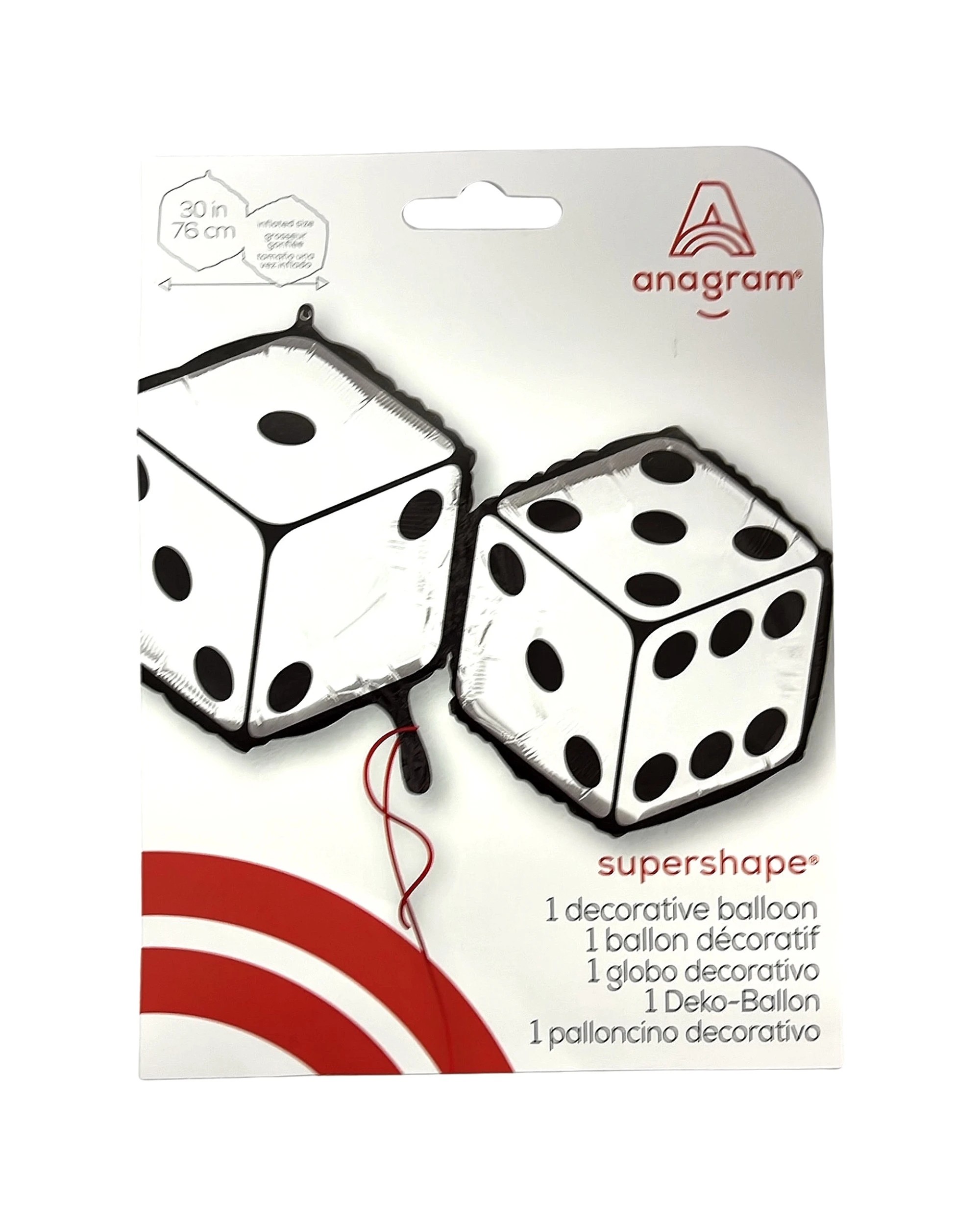 2 Anagram Dice Supershape Helium Balloon 76cm - White, 2 of 3