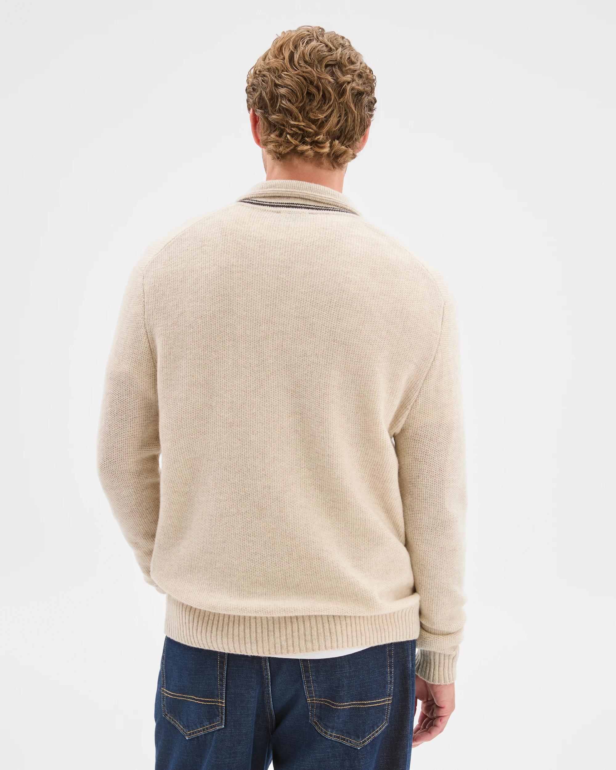 7 Target Man Lambswool Long Sleeve Knit Polo Top OATMARLE, 7 of 7