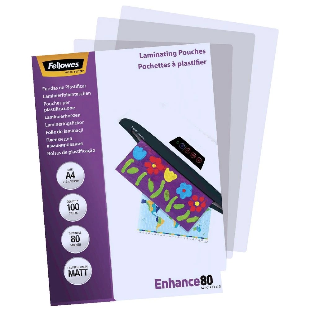 3 Fellowes Laminating Pouches A3 80 Micron Matte 100 Pack, 3 of 3