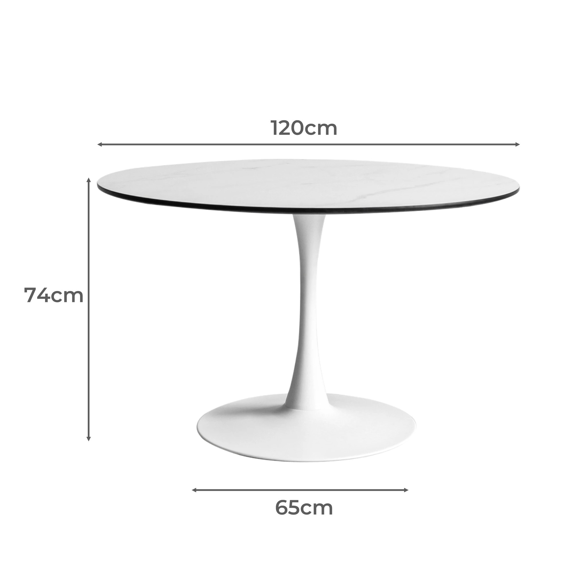 3 Levede Round Marble Dining Table - White, 3 of 6