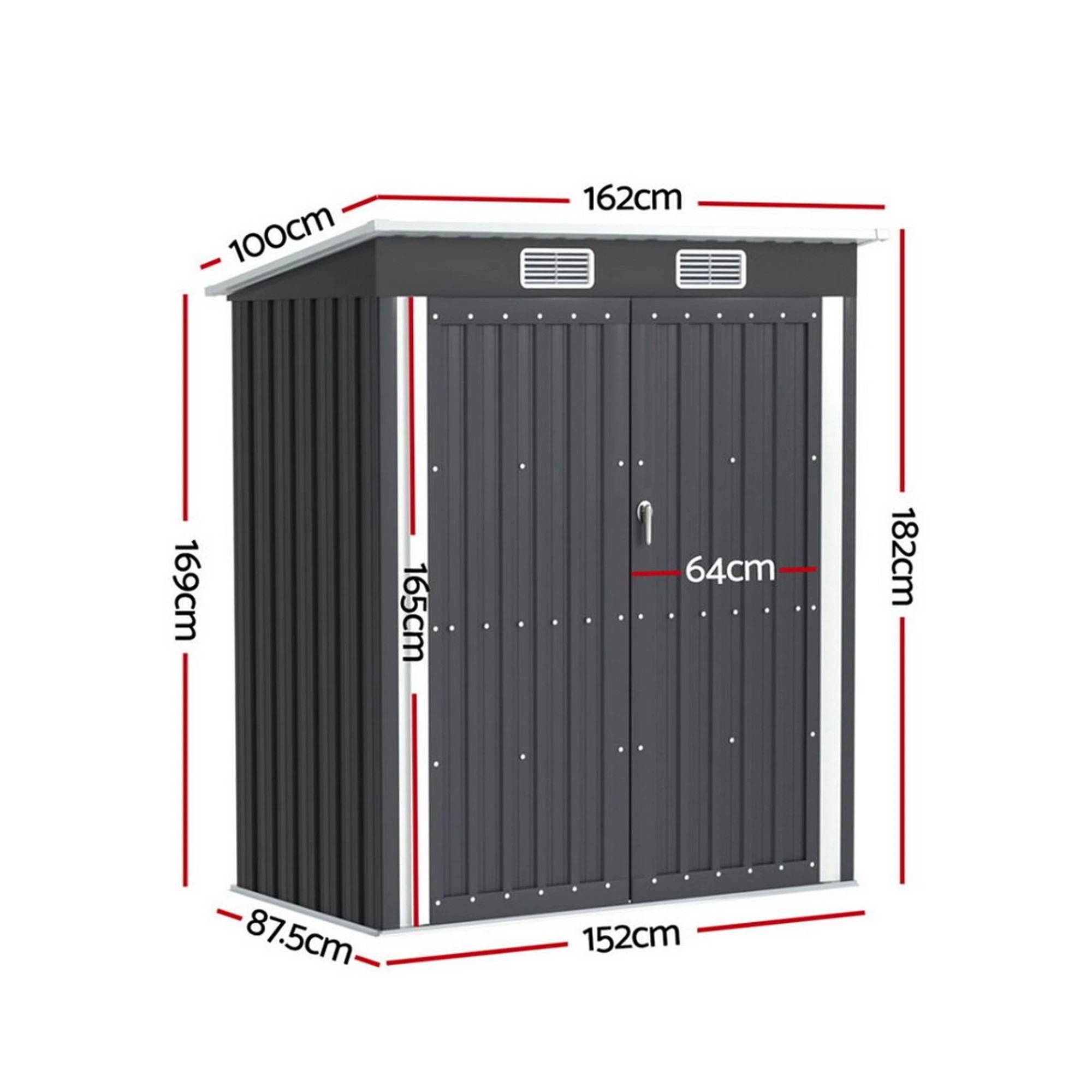 3 Giantz Garden Shed Outdoor Storage Tool Workshop House Shelter - Grey, 3 of 7