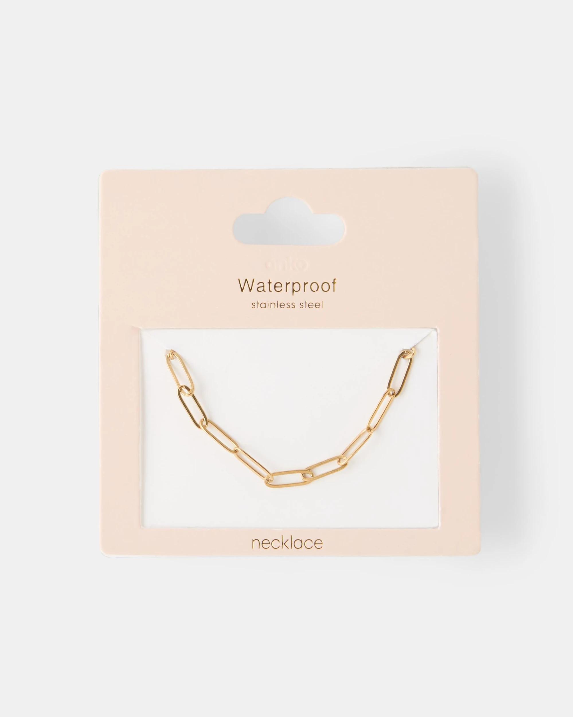 3 Waterproof Stainless Steel Double Link Chain Necklace - Gold Tone Gold, 3 of 3