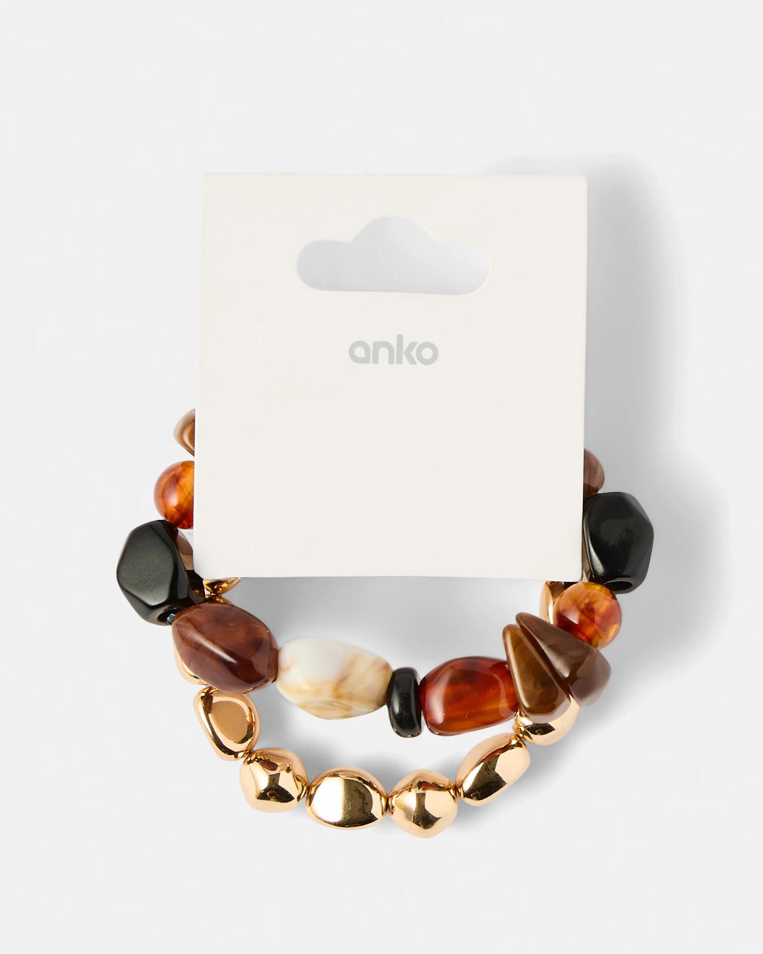 5 2 Pack Stretch Stone Bracelets Brown, 5 of 5