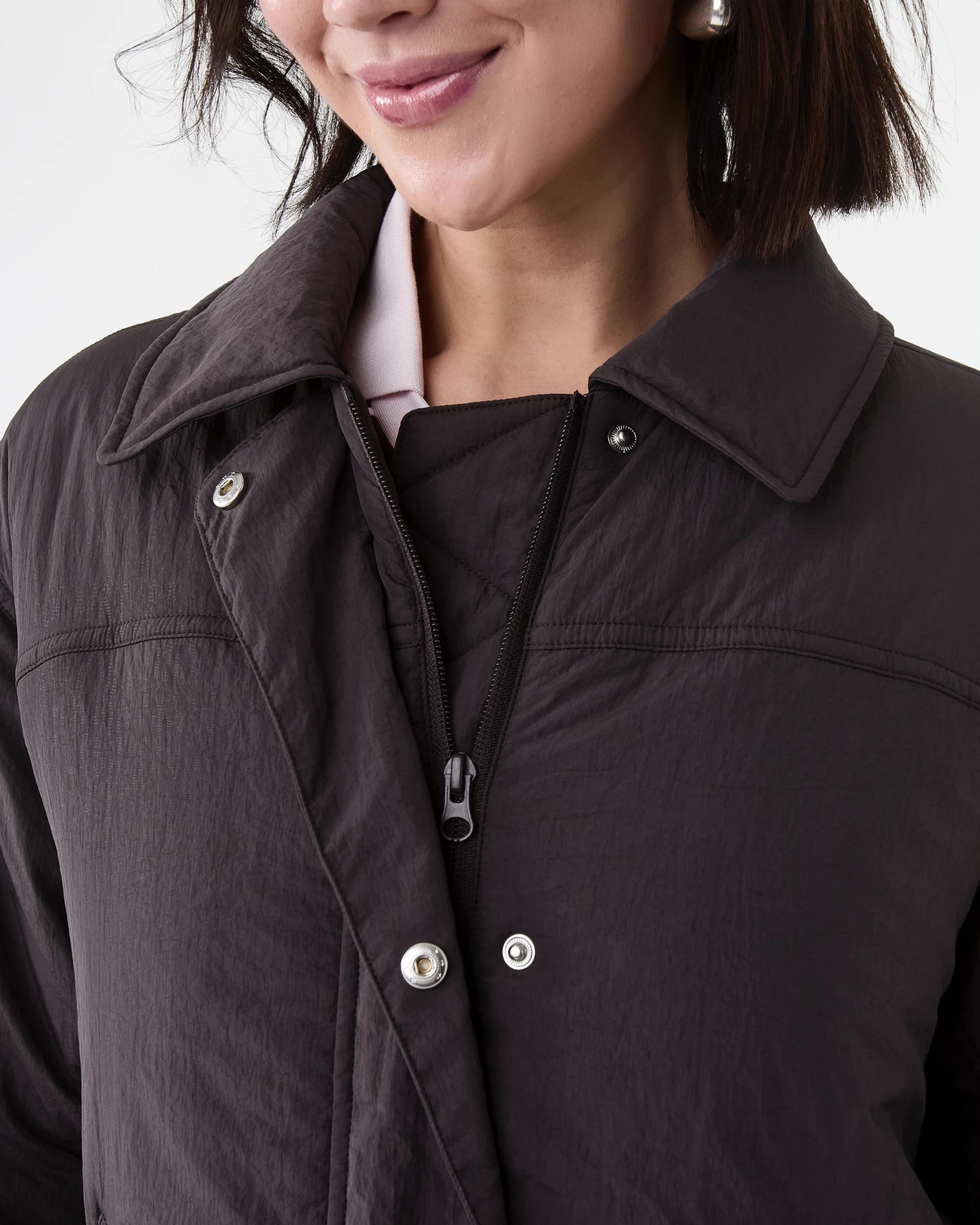 7 Active Womens Zip Through Sports Bomber Jacket Espresso, 7 of 9