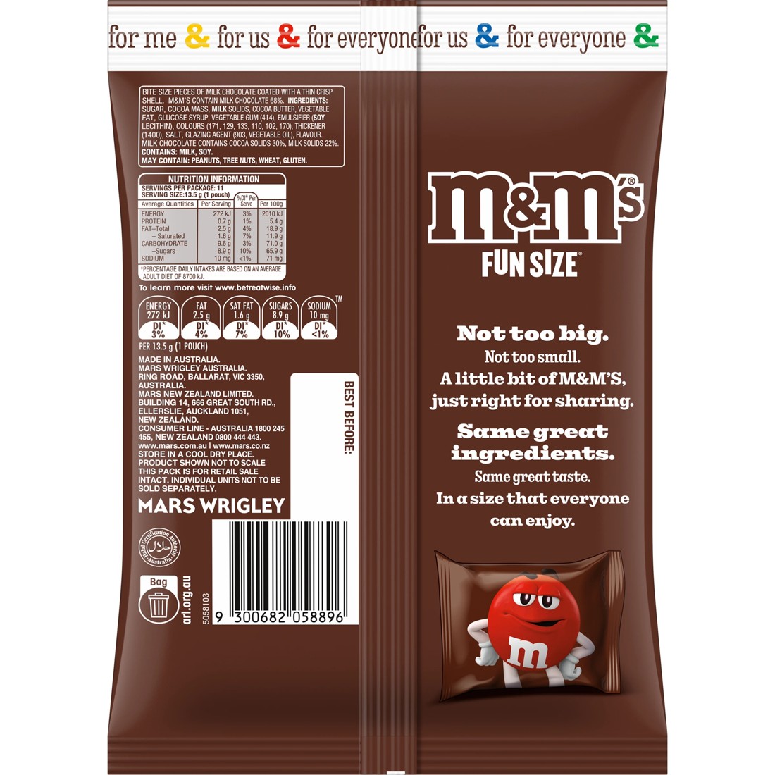 2 M&M’s 11 Pack Fun Size Milk Chocolate Share Pack 148g, 2 of 5