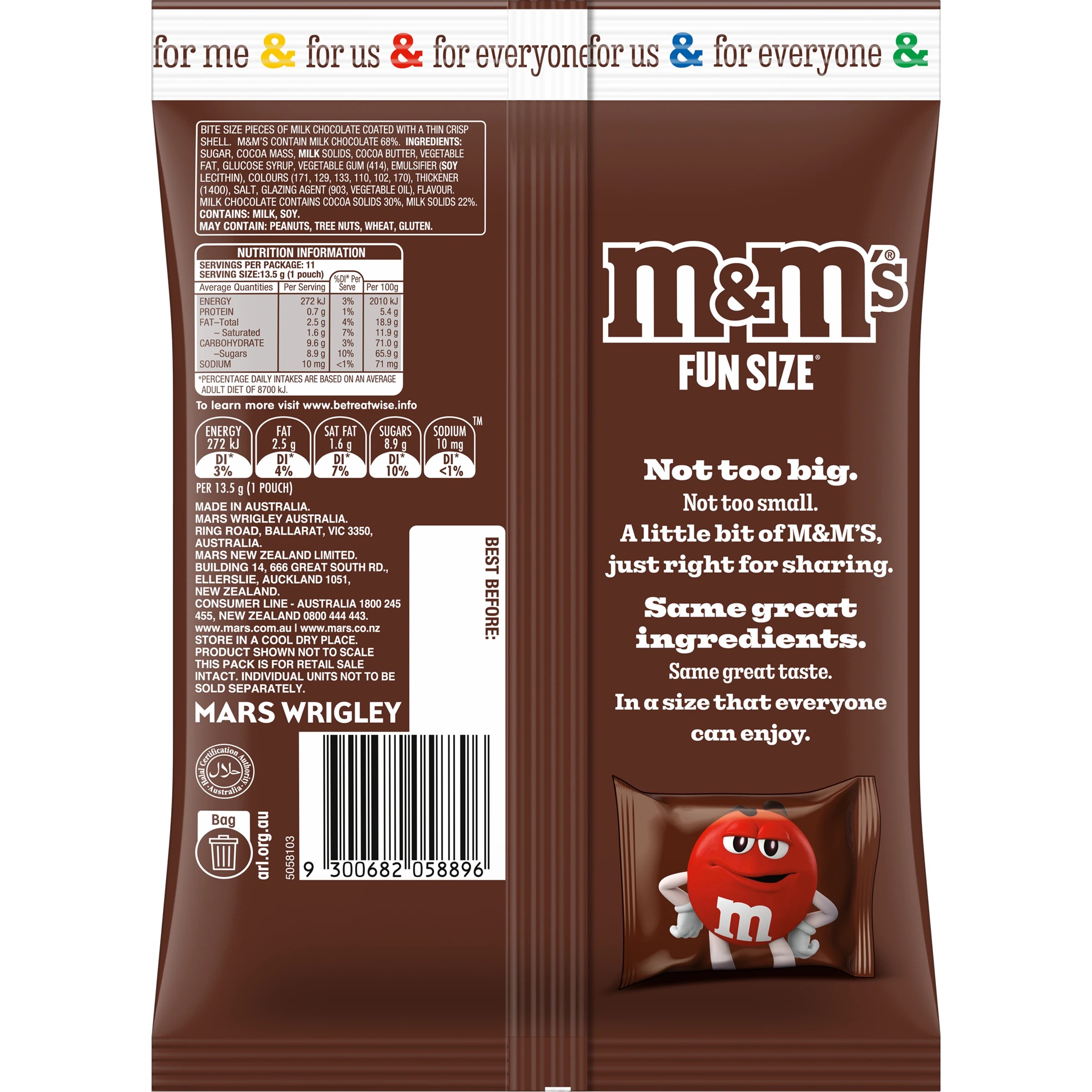 2 M&M’s 11 Pack Fun Size Milk Chocolate Share Pack 148g, 2 of 5