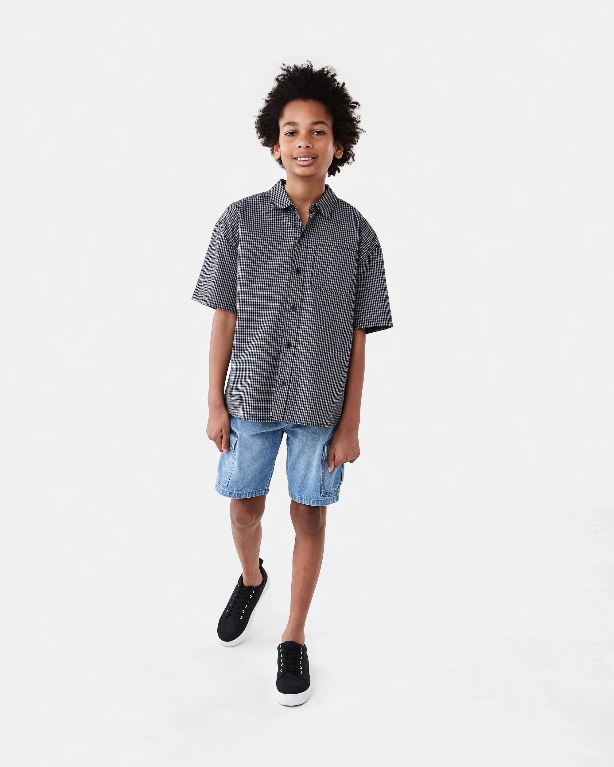 6 Short Sleeve Check Shirt Blacheck, 6 of 7