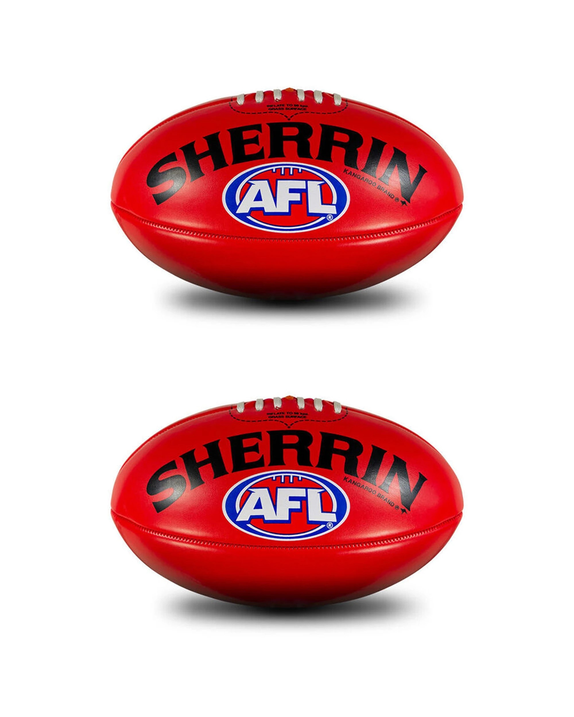 1 Sherrin AFL Football 2 Pack PVC Replica Size 4 Outdoor Grass Play Recreational - Red, 1 of 3