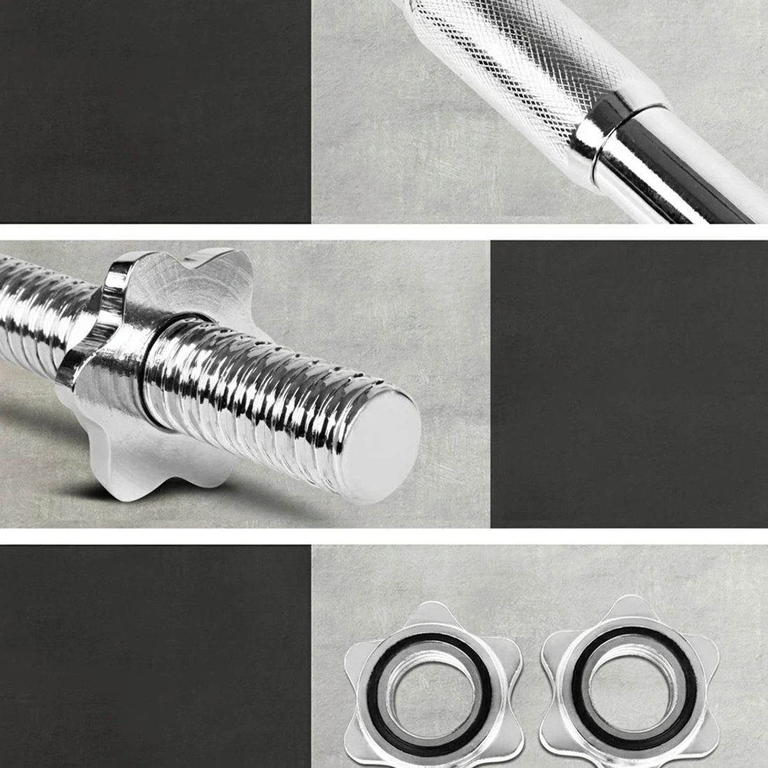 5 Everfit 168CM 5.5FT Barbell Bar Fitness Weight Plates Dumbbells - Silver, 5 of 6