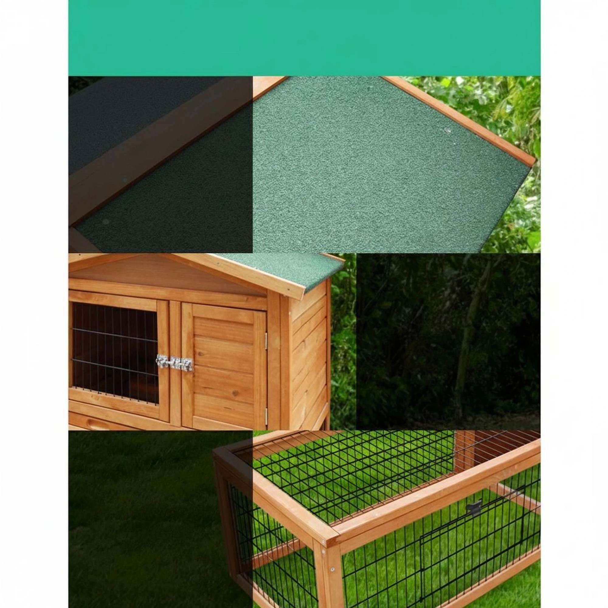 5 i.Pet Chicken Coop Rabbit Hutch Large Run Wooden Cage Pet House Outdoor Bunny - Brown, 5 of 9