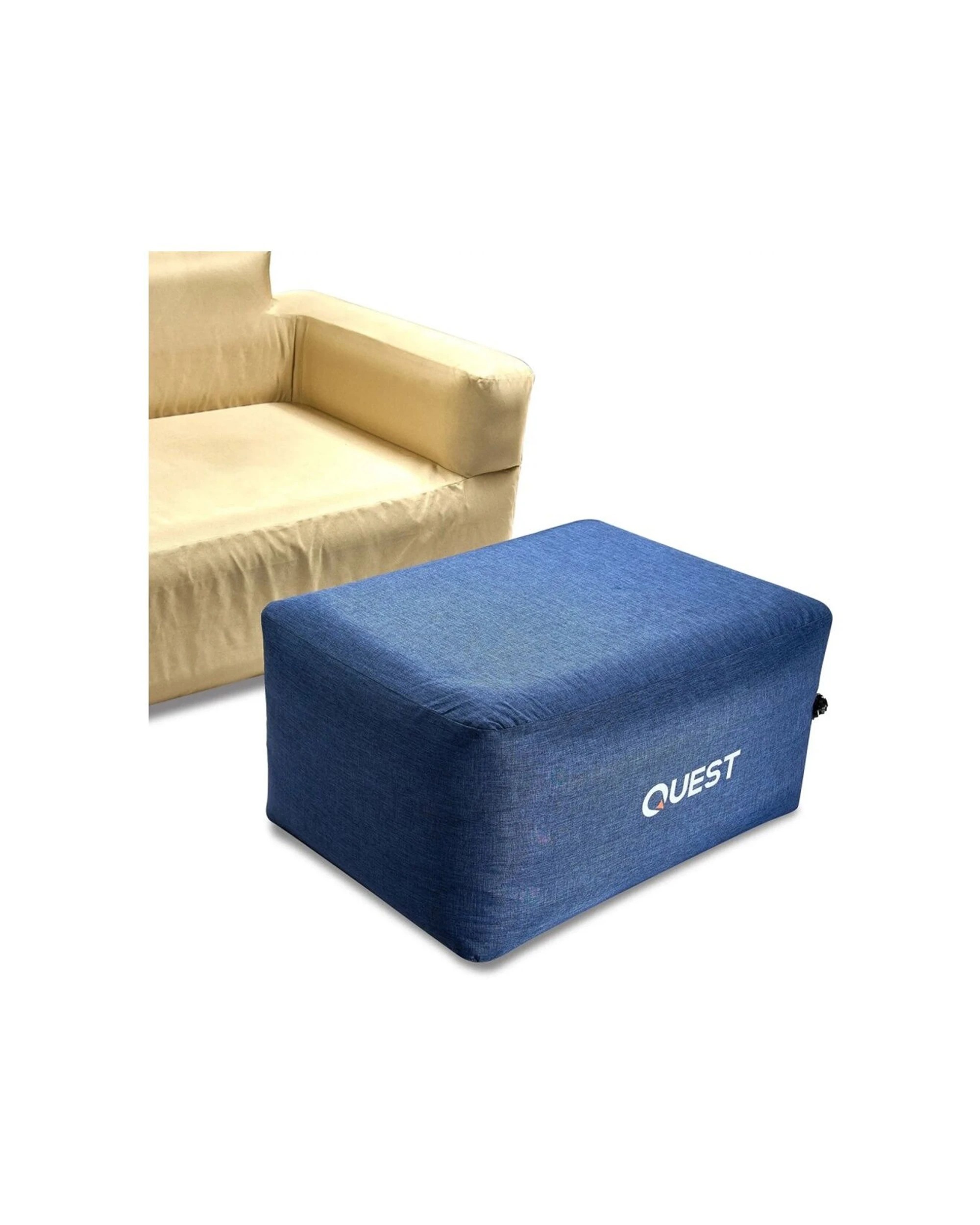 3 Quest Outdoors Air Foot Stool Inflatable Water-Resistant Cover Boston Valve - Blue, 3 of 6