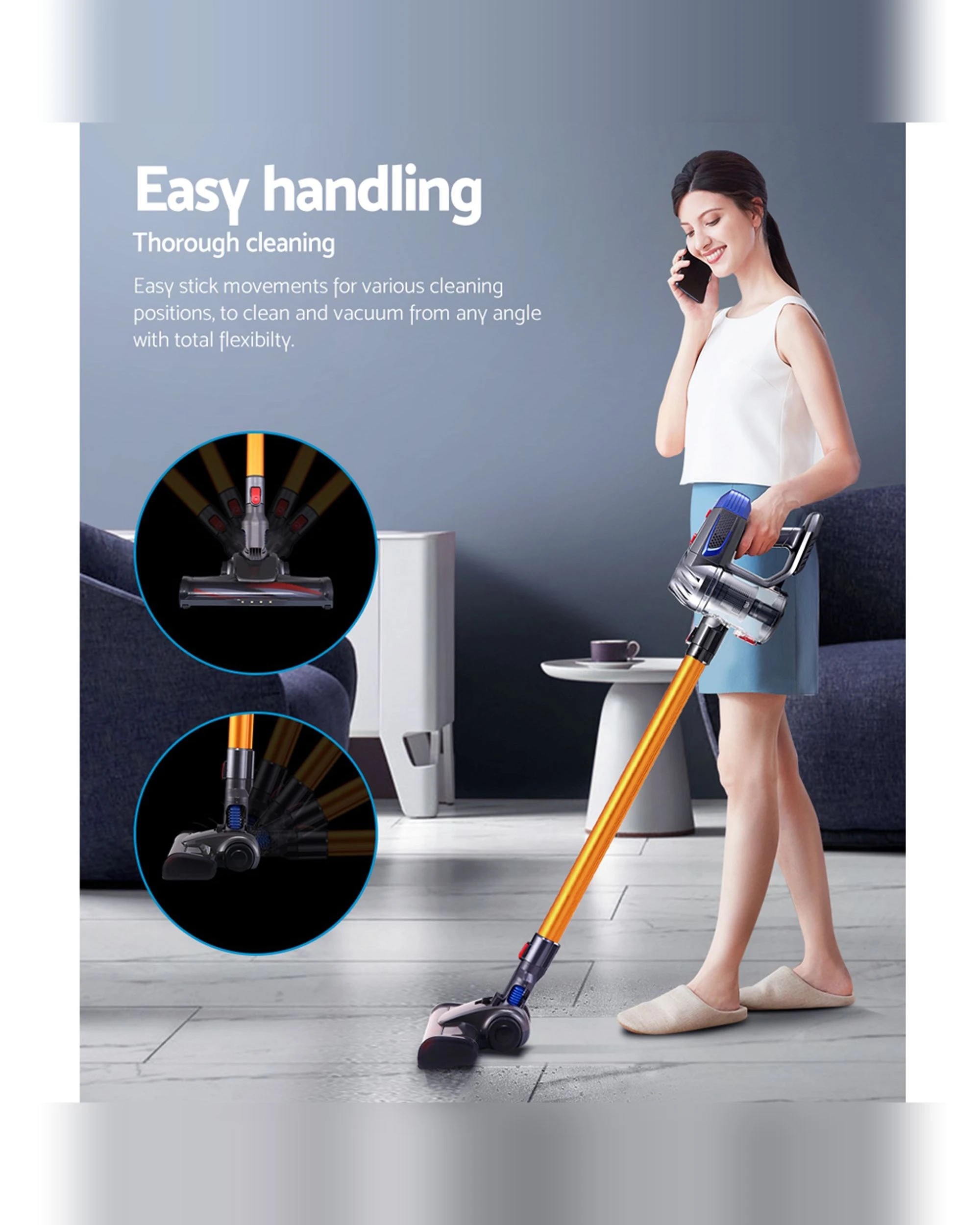 3 Devanti Stick Vacuum Cleaner Bagless Cordless 150w
 - Gold, 3 of 3