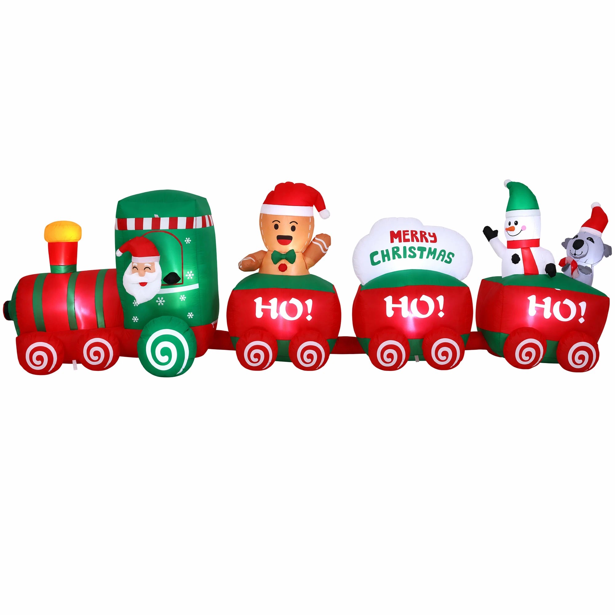 1 Jingle Jollys Christmas Inflatable Santa Train 3.6M Length LED Decorations Illuminated - Multi, 1 of 9