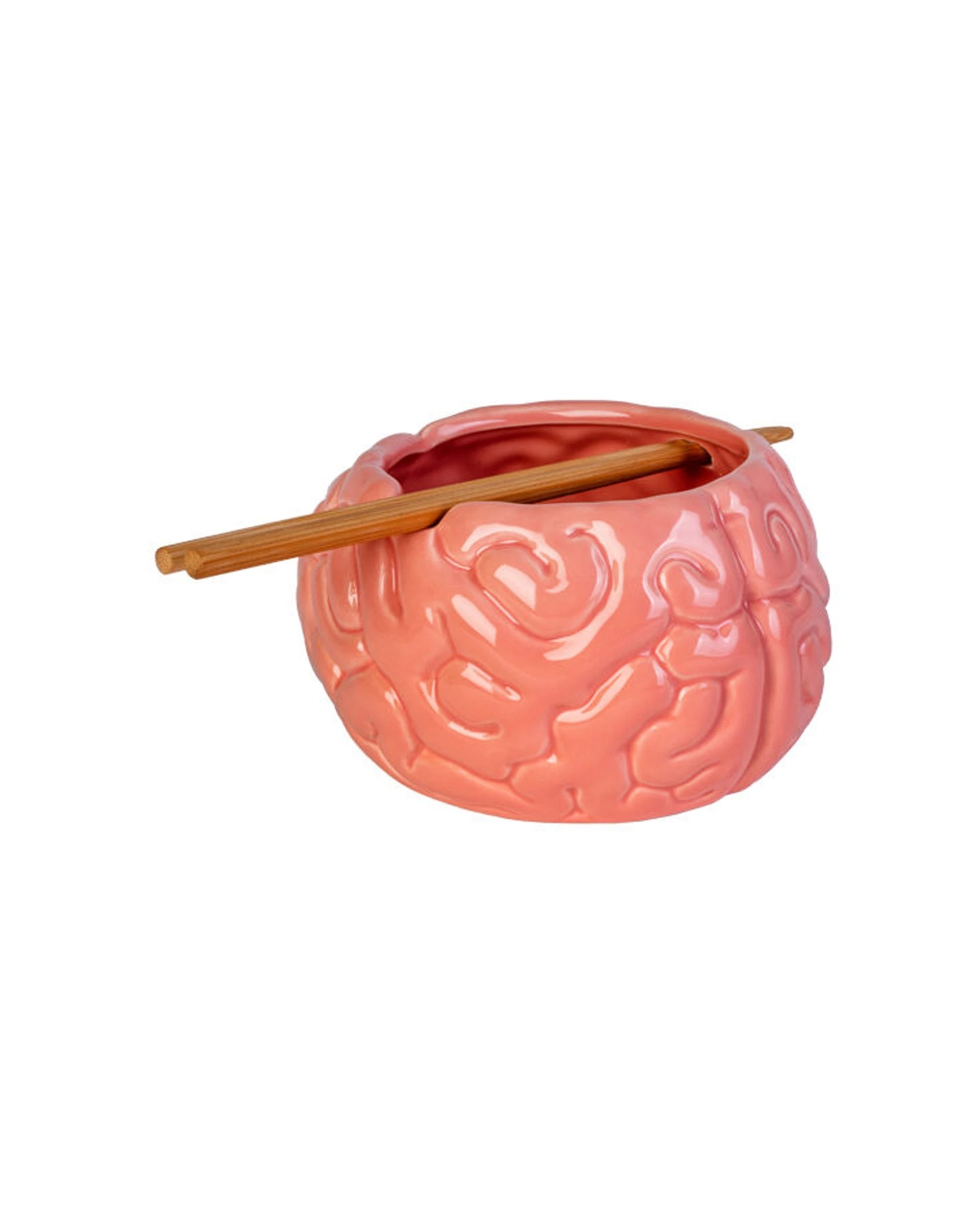 1 MDI Noodle Bowl Novelty Ceramic Dinnerware Set With Chopsticks Brain - Pink, 1 of 1